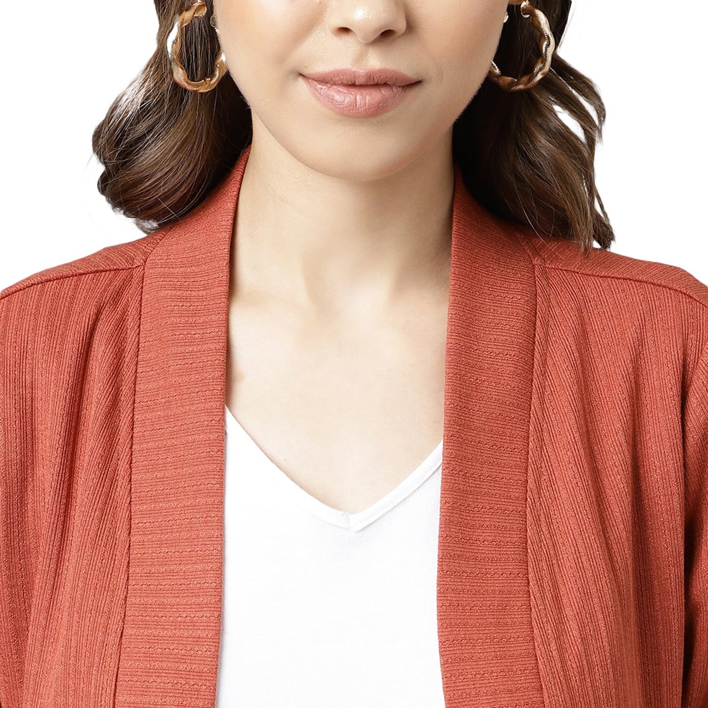 Latin Quarters Women Rust Viscose Rayon Shrug