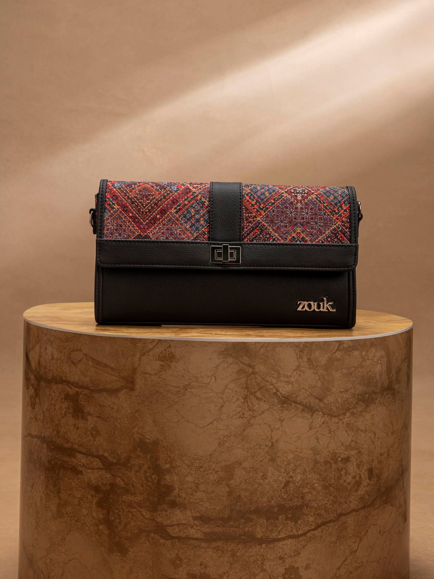 ZOUK Tarini Clutch - Bhuj Rabari | Chic & Elegant Vegan Leather Clutch for Women | Abstract