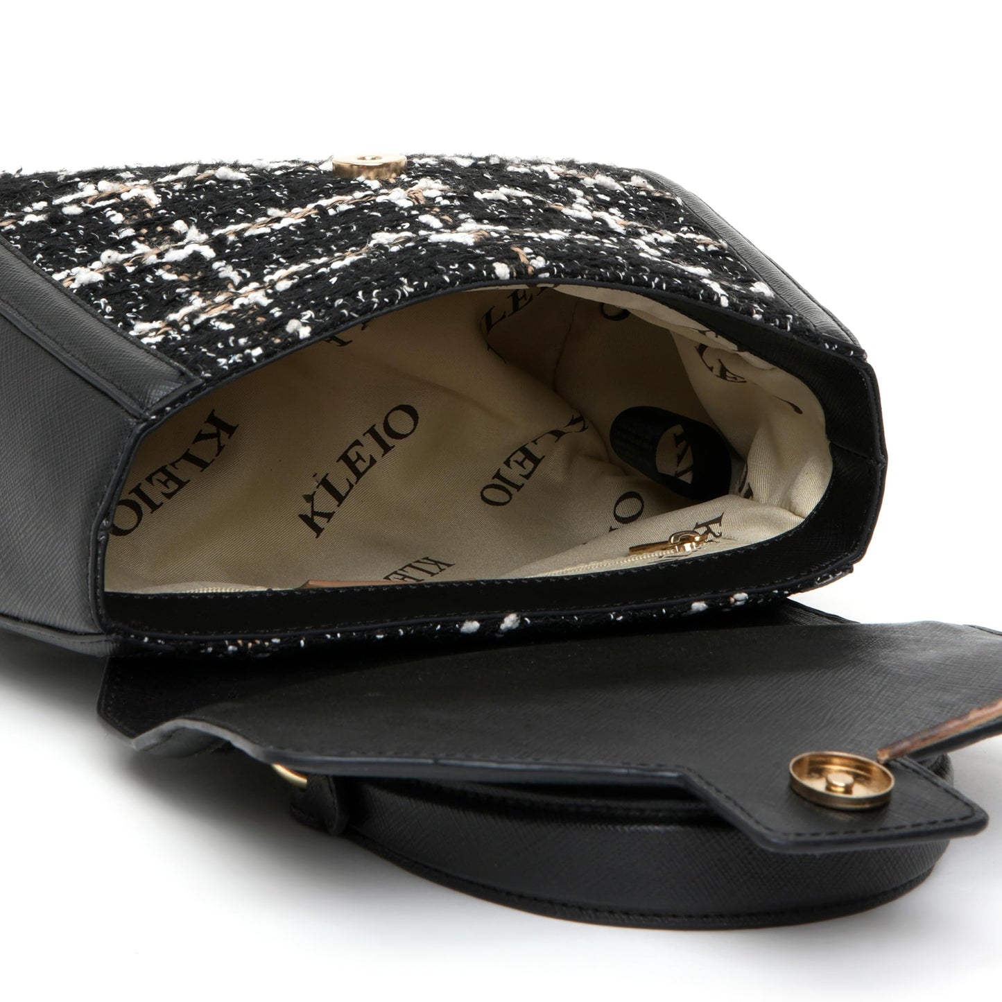 KLEIO Structured Tweed Hand Bag with Top Handle for Women