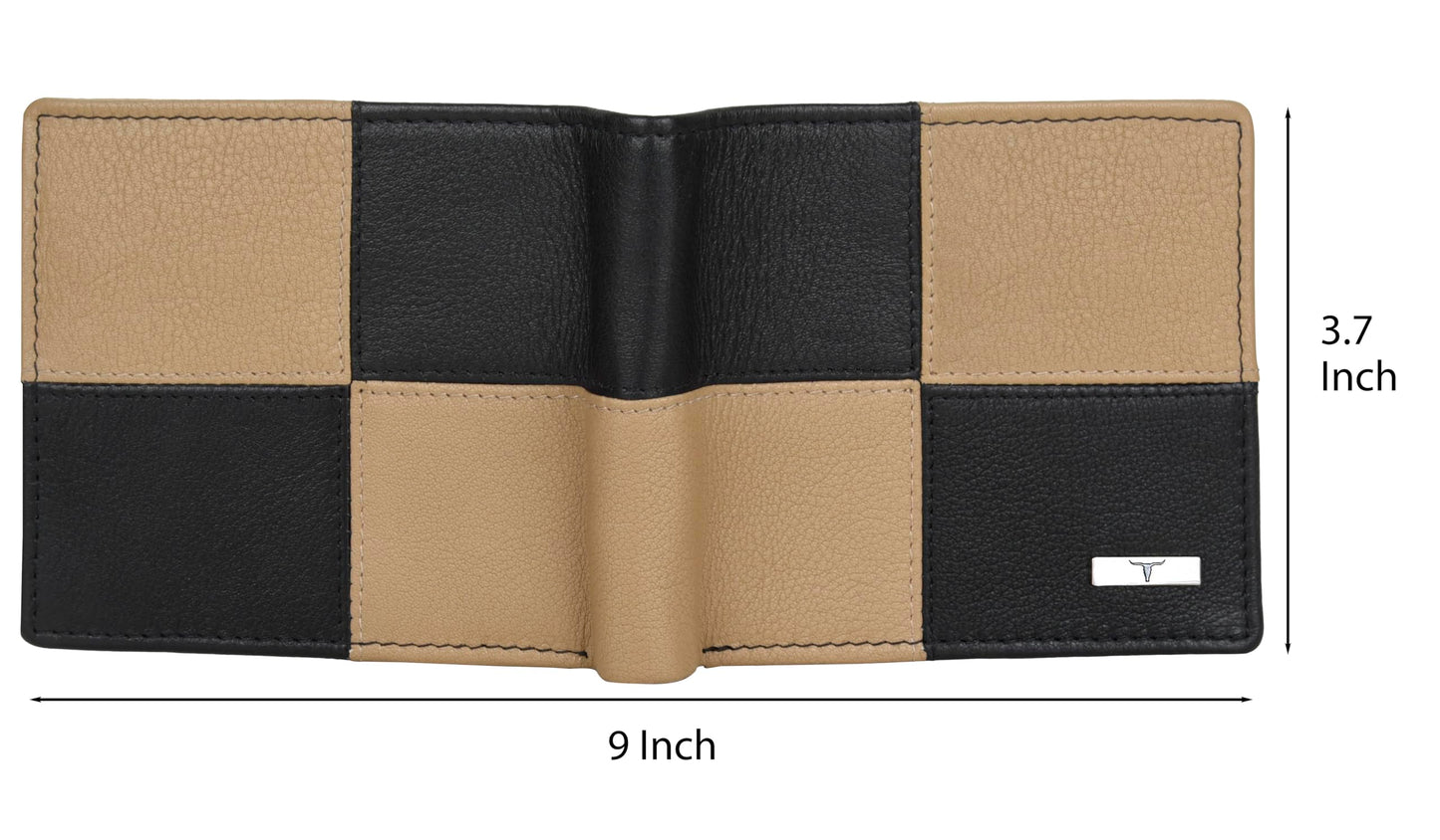 URBAN FOREST Chester Black/Beige Leather Wallet for Men