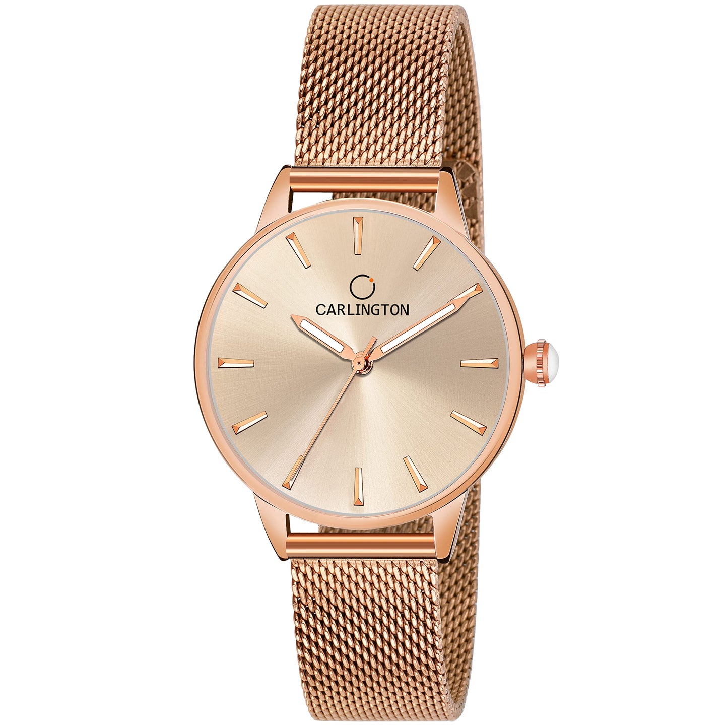 Carlington Womens Analog Ladies Wrist Watch With Mesh Strap - Ct 2007 Rose Gold