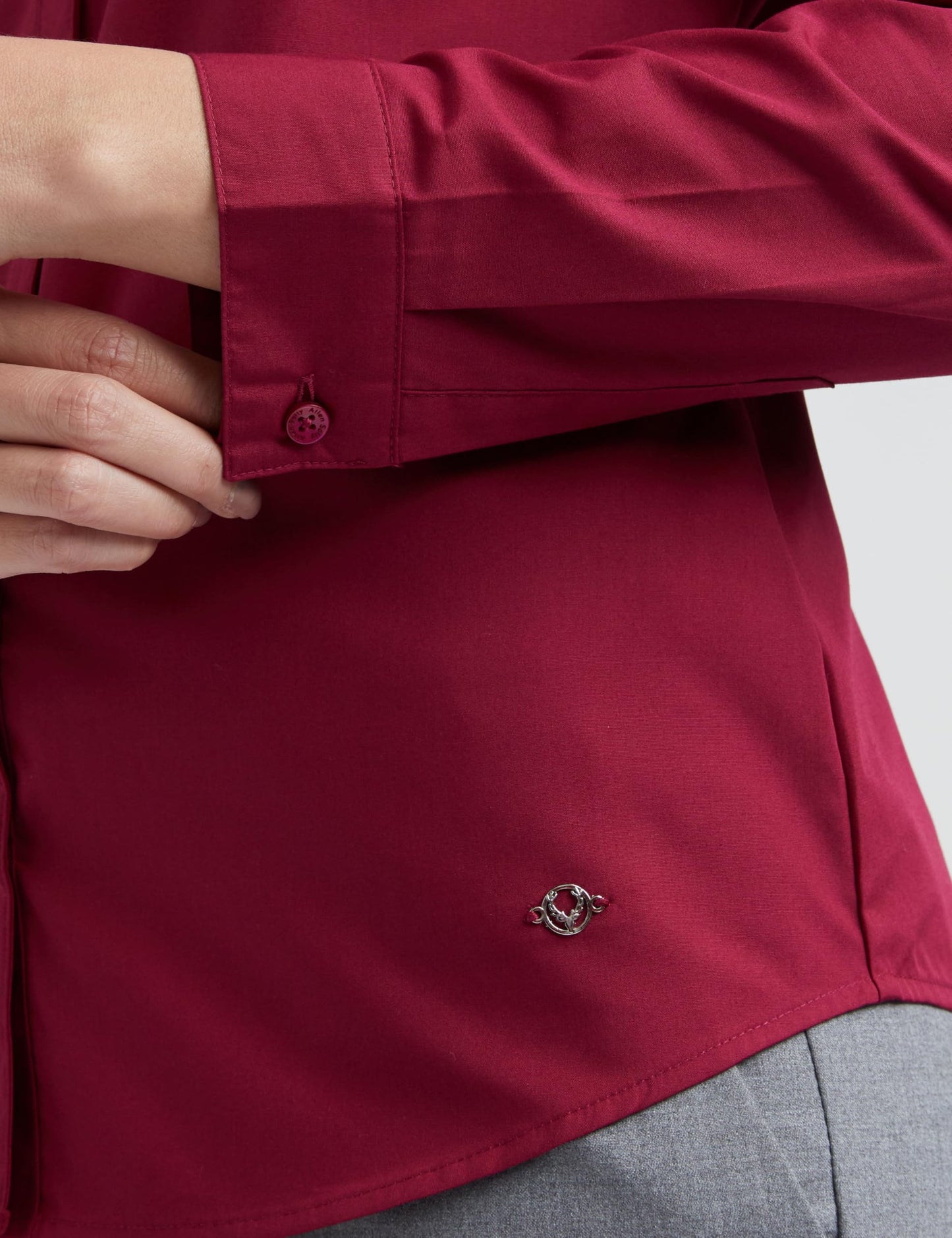 Allen Solly Women's Cotton Regular Fit Shirt (AHSFWRGBL00948_Wine, Small