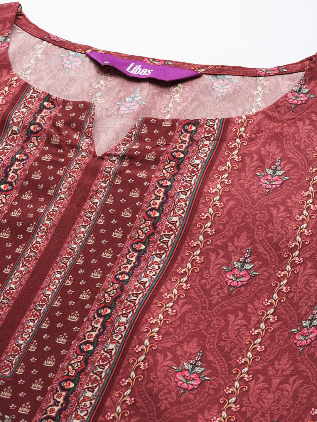Libas Womens Printed Crepe Straight Kurta With Trousers and Dupatta