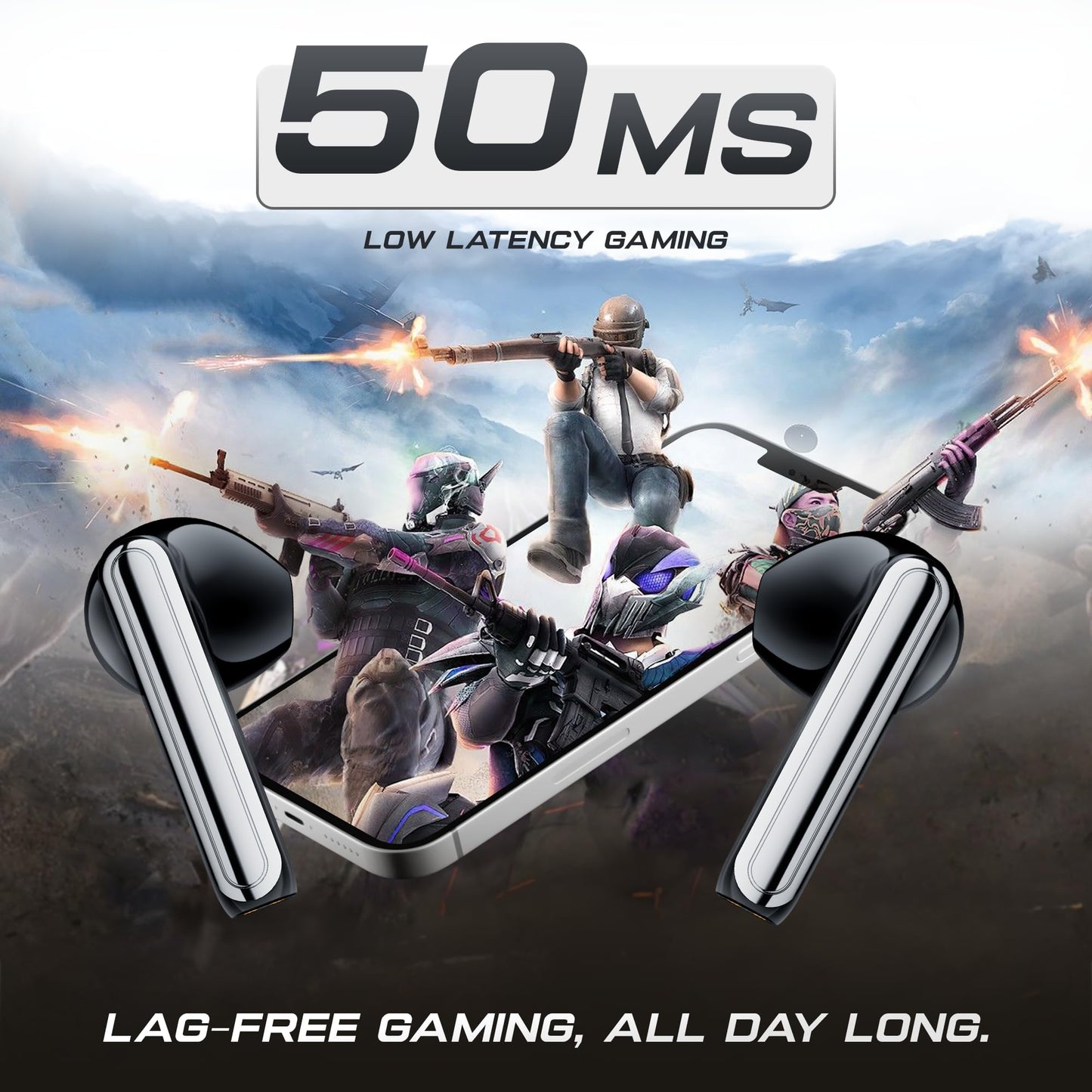 Mivi DuoPods i1 True Wireless Earbuds, 45+ Hrs Playtime, HD Call Clarity, Fast Charging, Type C, 13mm Bass Drivers, IPX 4.0 Sweat Proof, BT v5.3, Made in India Earbuds