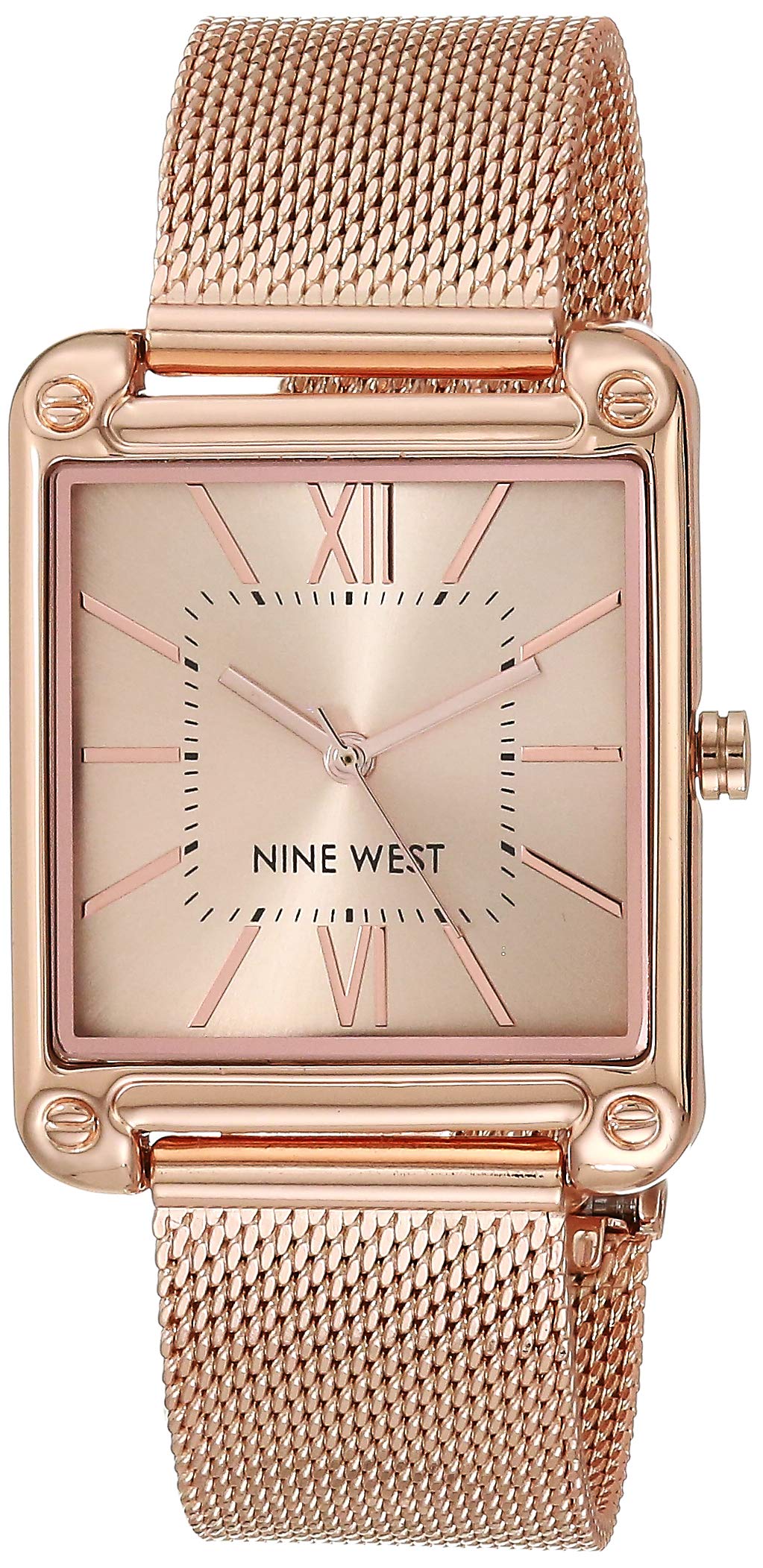Nine West Women's Analog Watch, Rose Gold Mesh Band, Manufacturer Movement, Chronograph, Stainless Steel