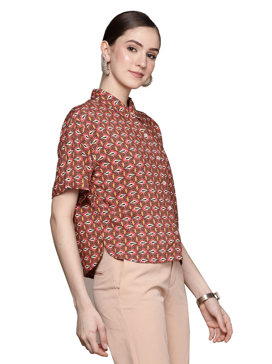 Label RITU KUMAR Peach Geometric Shirt