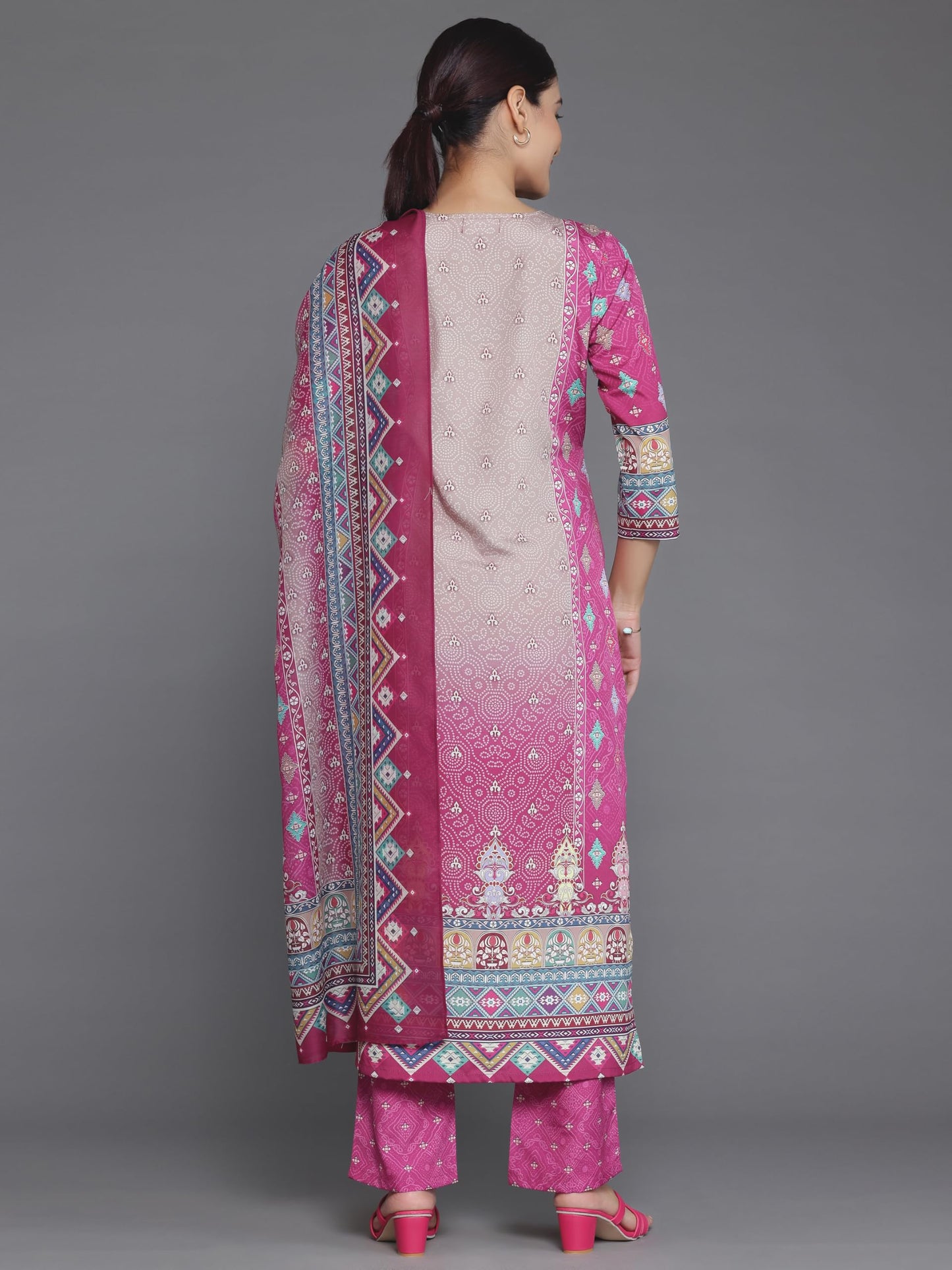 Libas Women's Poly Crepe Kurta Set (35707_Pink