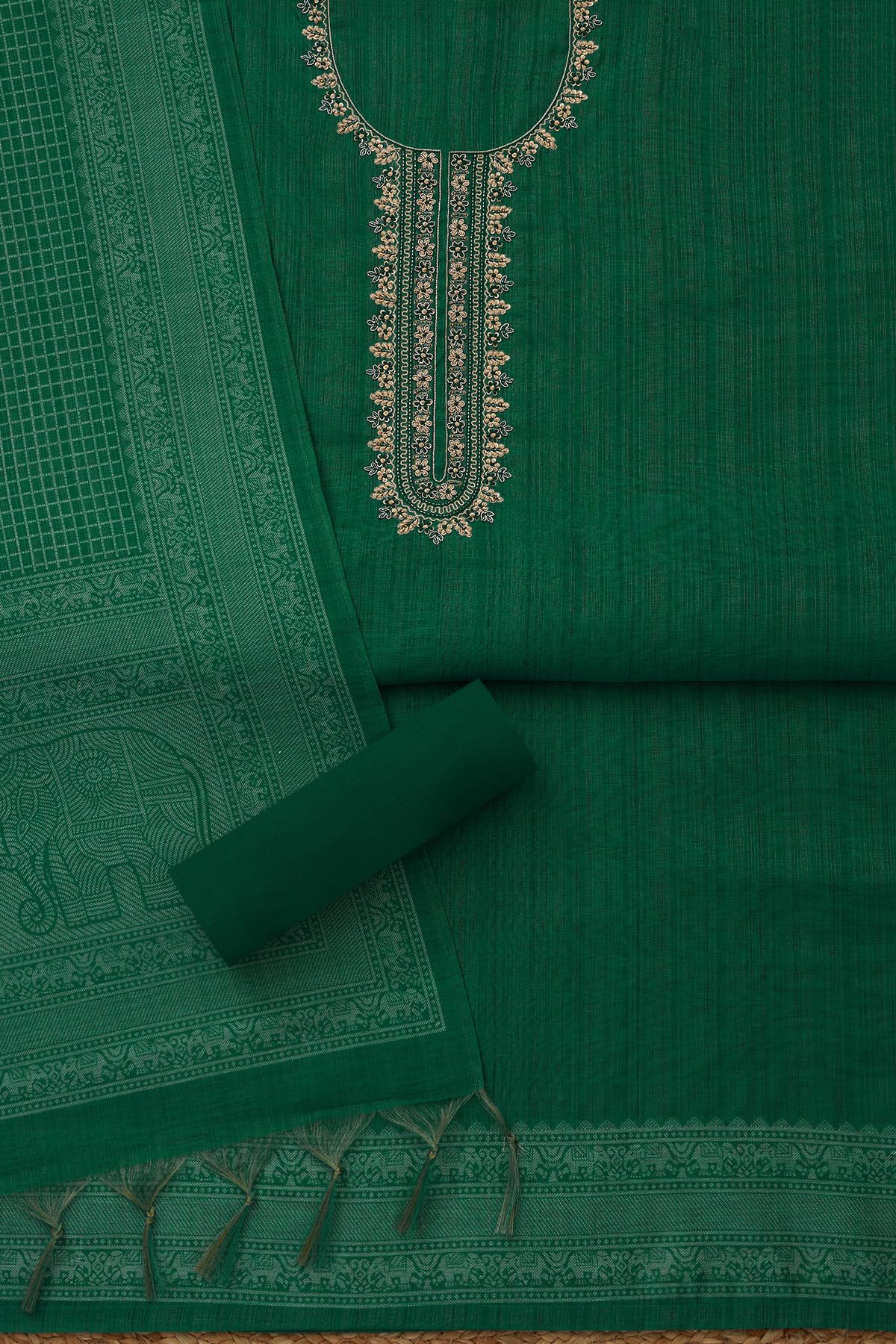 Soch Womens Linen Shimmer Embroidered Unstitch Dress Material With Sequins