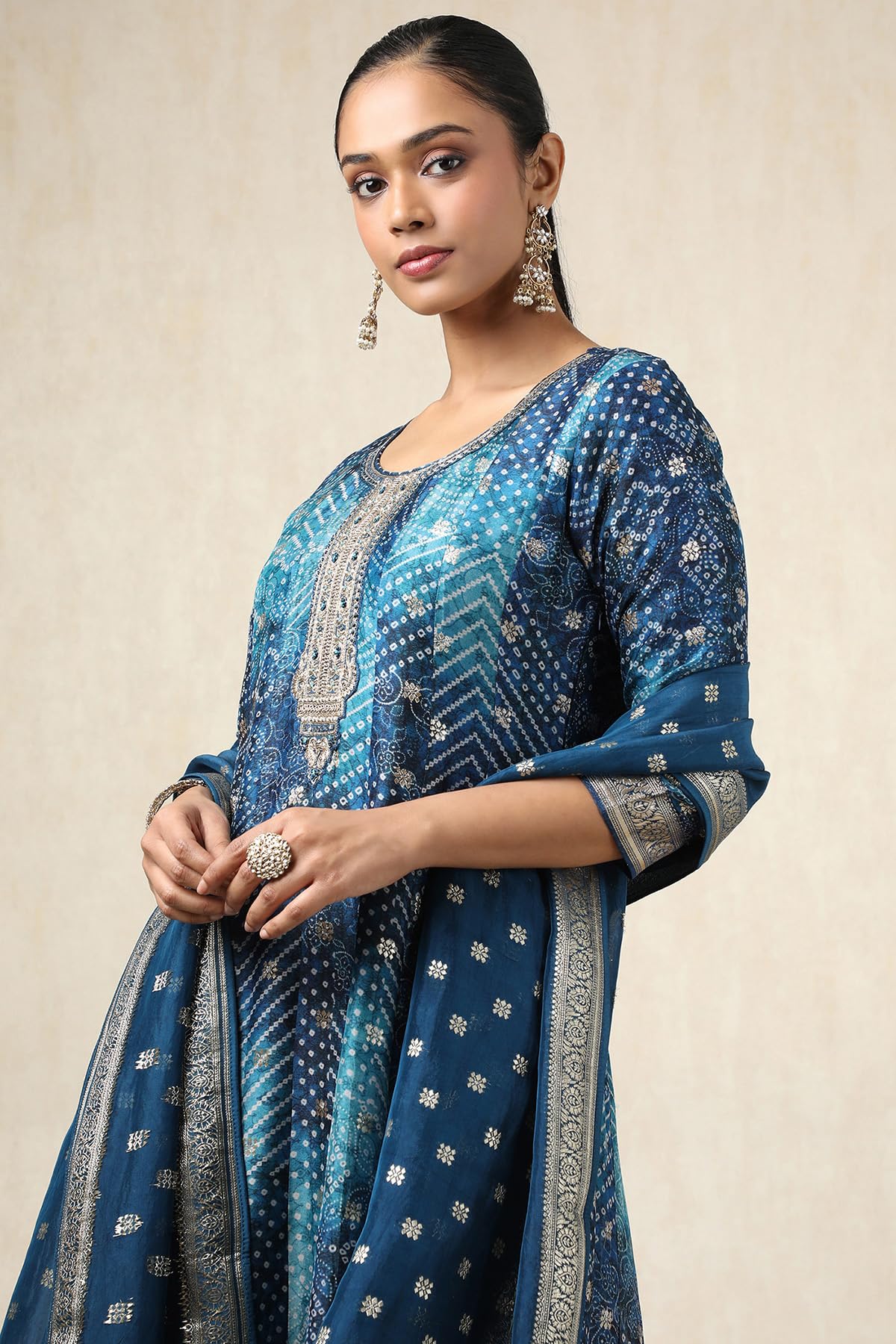 Soch Women's Brocade Salwar Suit Set (EWS5CD21722_Blue