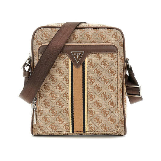 GUESS Milano Top Zip Beige Self Design Crossbody Bag