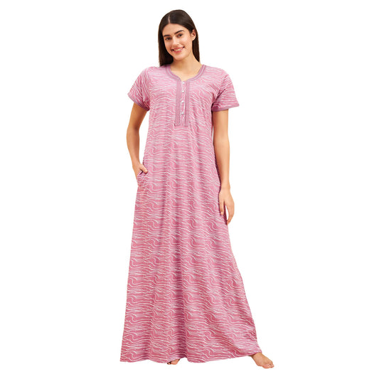 Sweet Dreams Women's Cotton Maxi Casual Nightgown (OCW-3461 Rose XL)