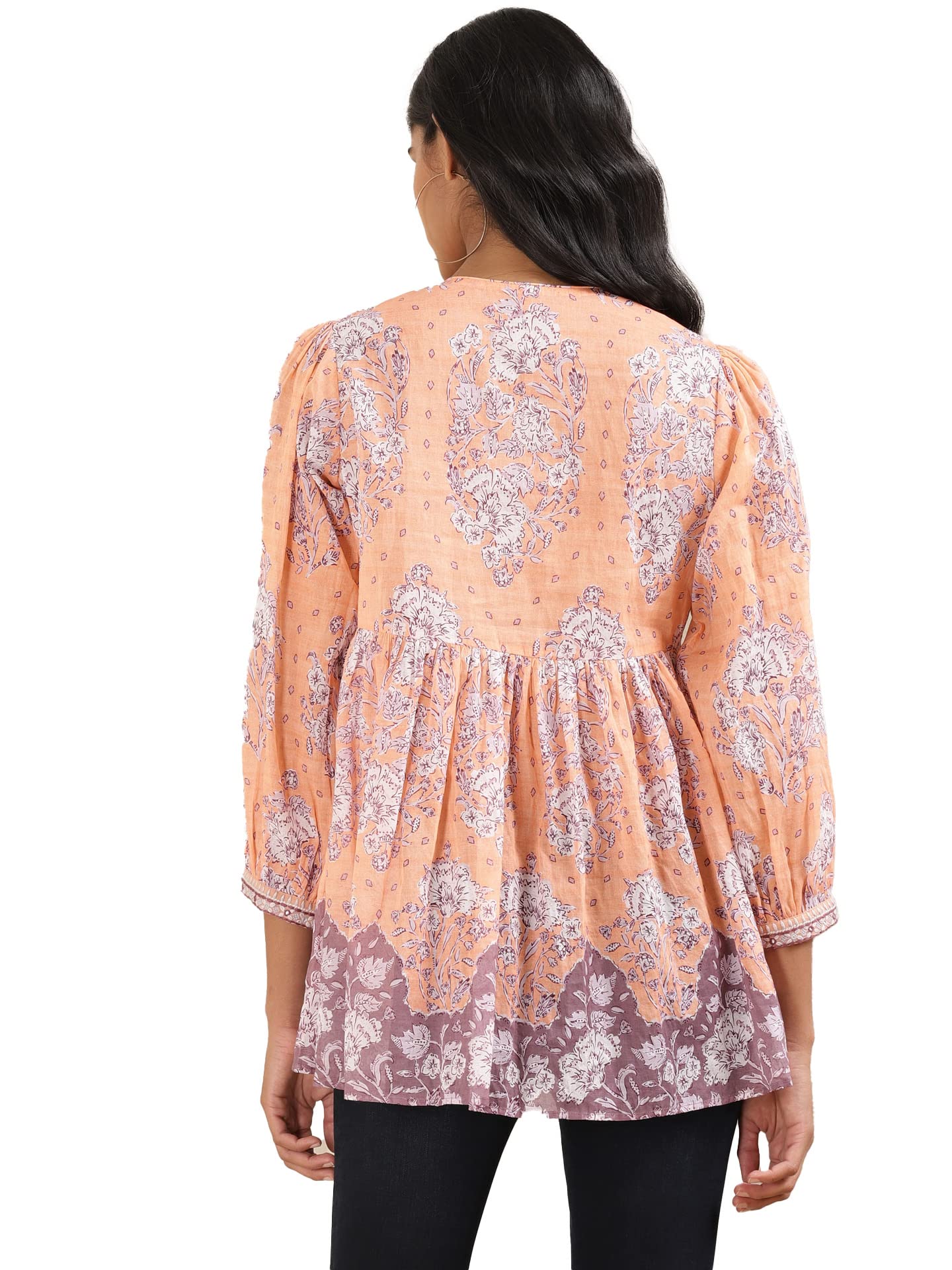 Ritu Kumar Peach Floral Print Kurti