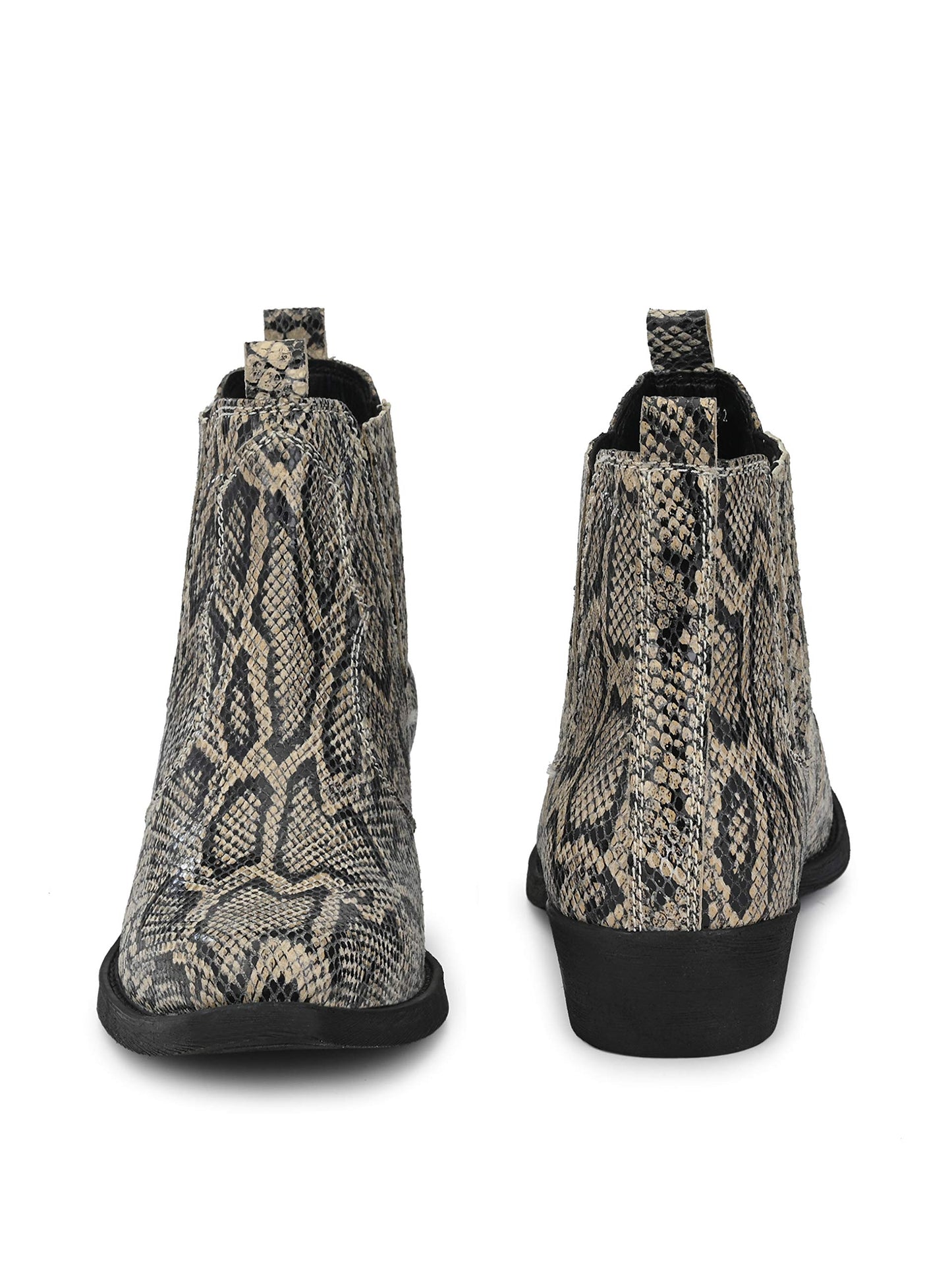 Delize Men's Grey Snake Printed Ankle Boots