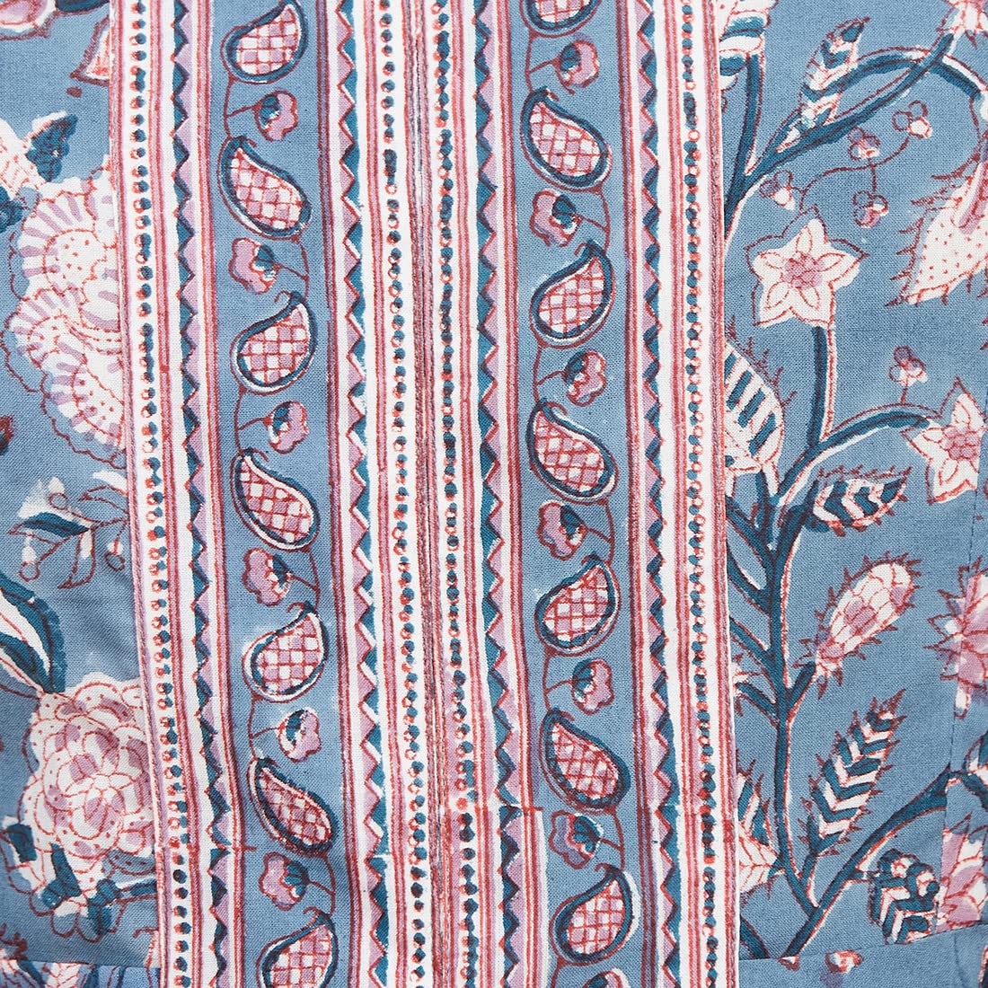 Fabindia Women's Cotton Printed Slim Kurta (102913002_Blue