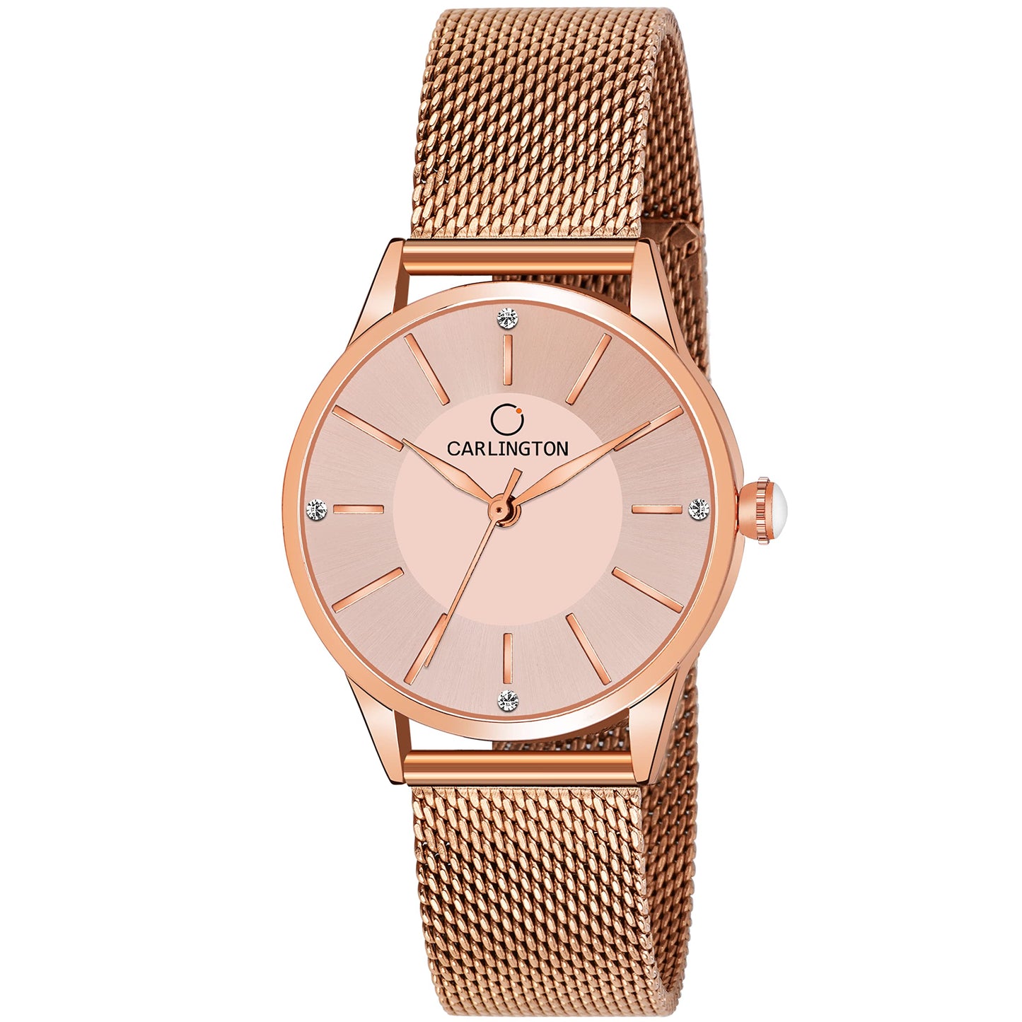 Carlington Stainless Steel Analog Dial Women & Girl's Watch - Rose Gold Dial and Band