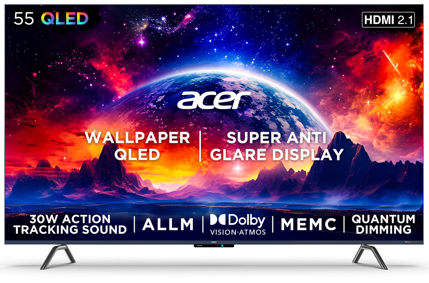Acer 139 cm (55 inches) W Series 4K Ultra HD QLED Smart Android TV AR55AR2851QD (Metallic Grey)