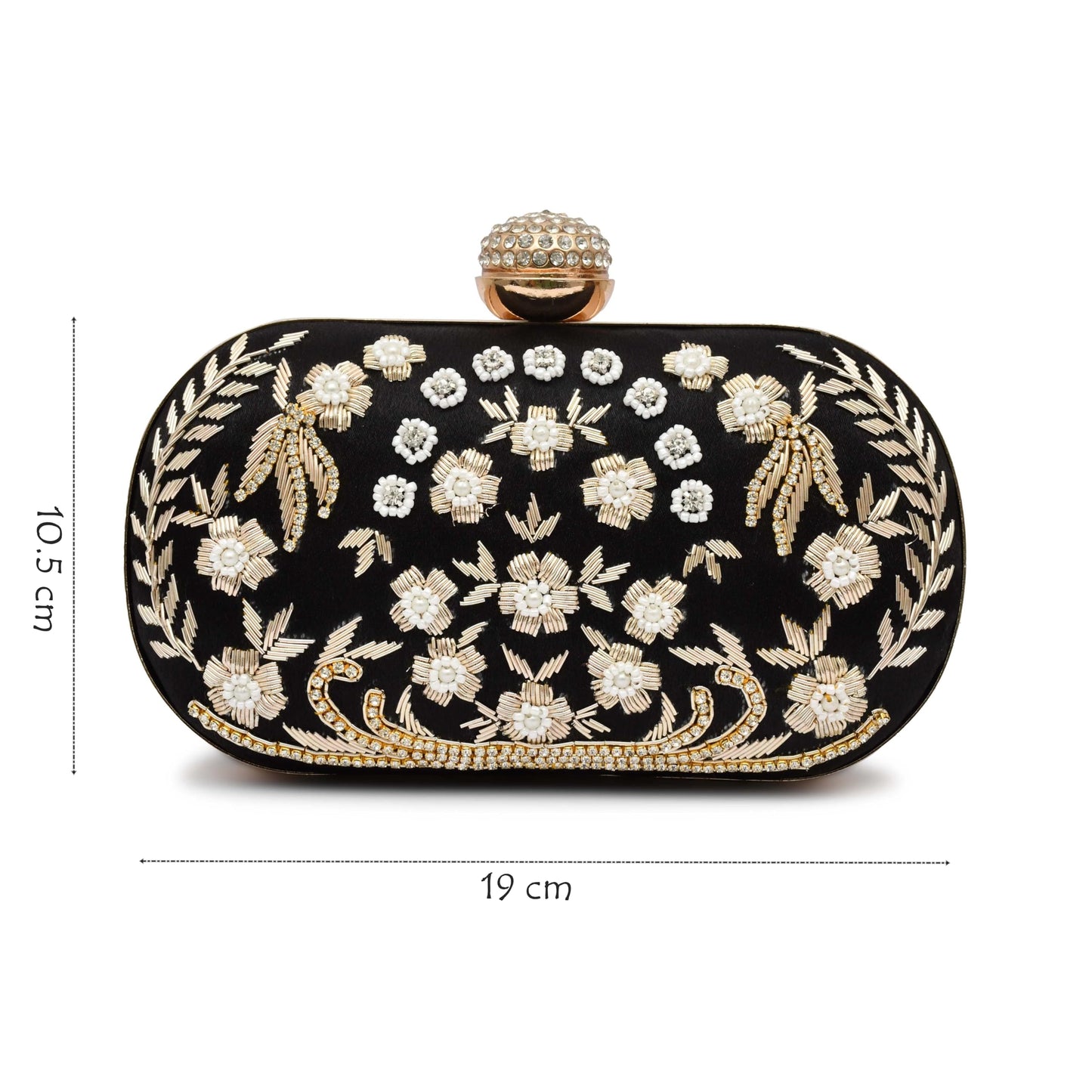 For The Beautiful You Black Embroidred Women's Clutch (cp-128)