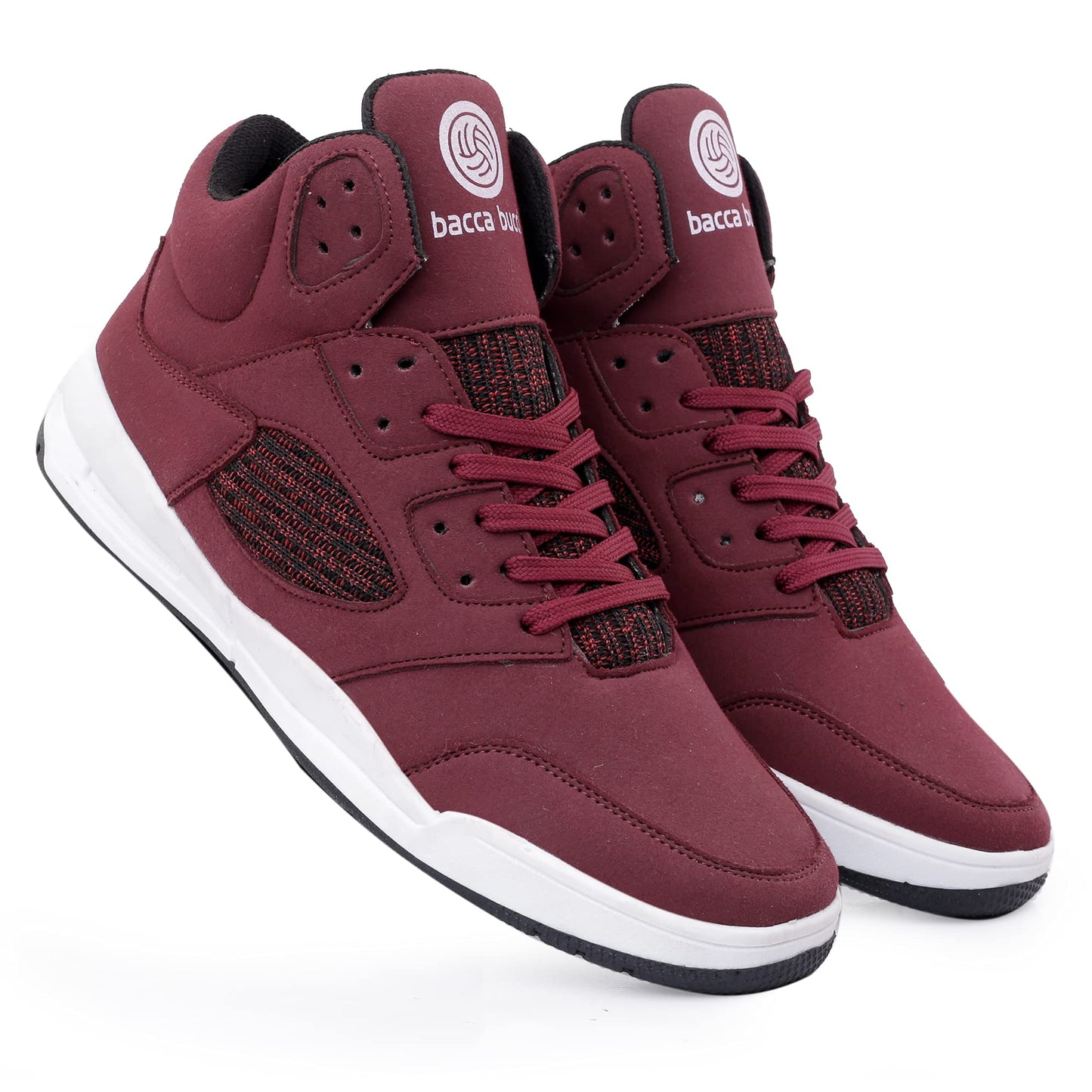 Bacca Bucci® Men's Korean Style High Top Platform Fashion Sneaker/Sports/Casual Shoes for Men- Red, Size UK10