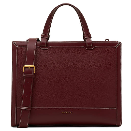 Miraggio Rebecca Tote Bag | Fits Upto 14 Inches Laptop With Adjustable & Detachable Strap | Office Tote Bag For Women Big Totes For Work & Travel (Wine)