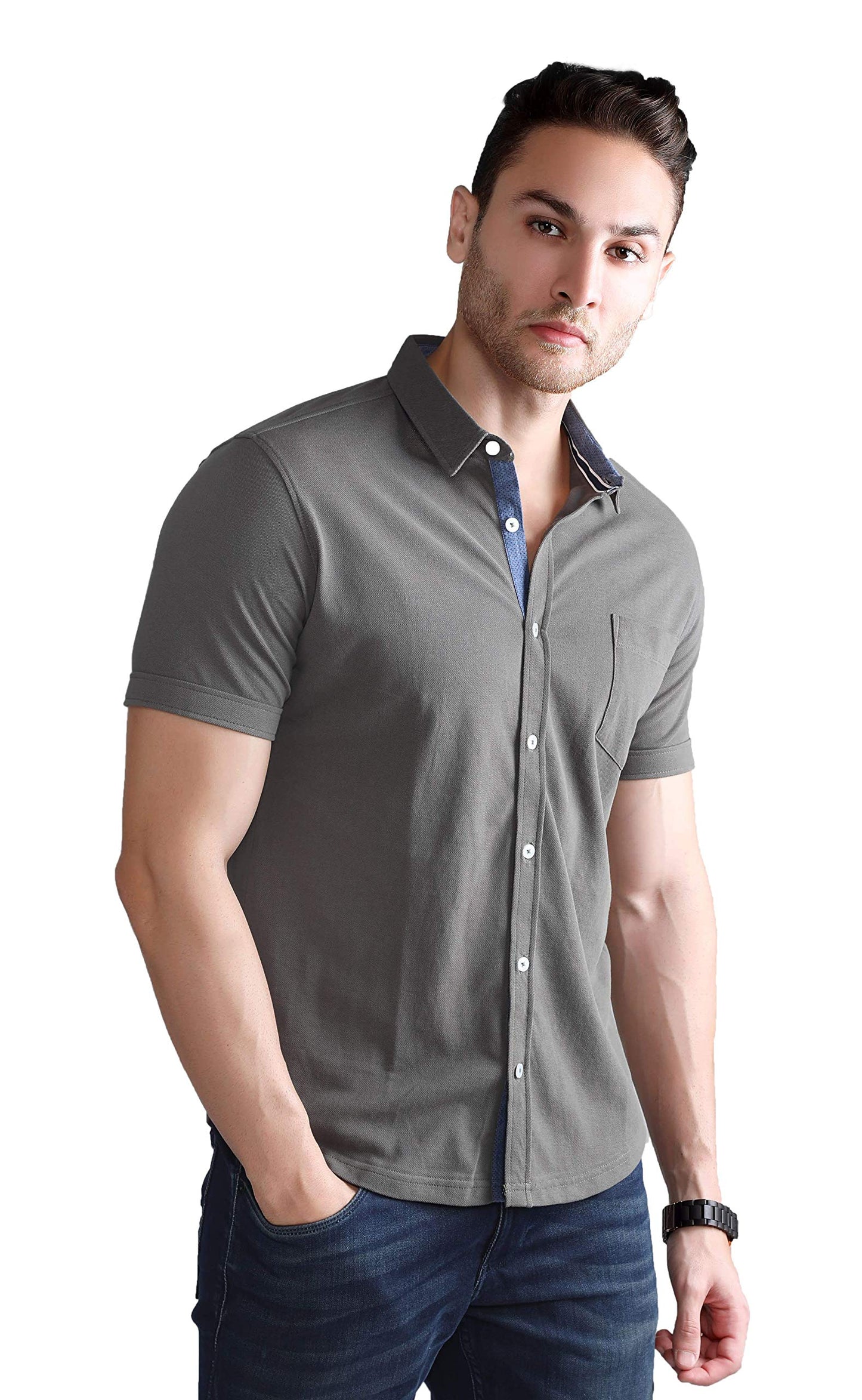 Zuperb Men's Regular Fit Shirt (ZB-701_Olive_XS)