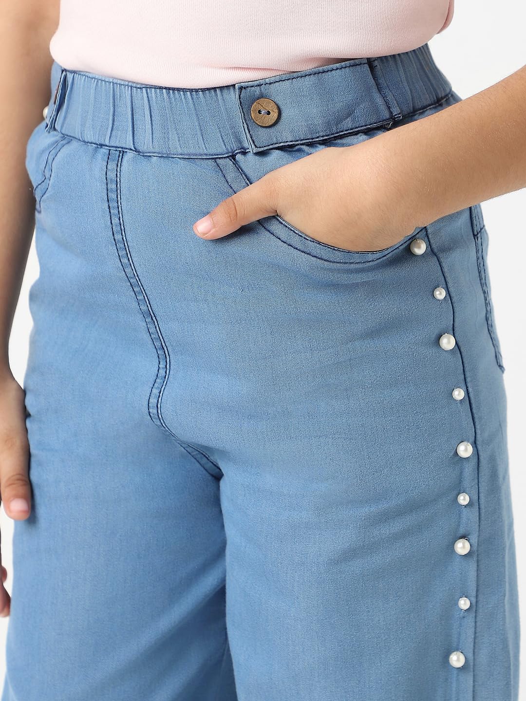 Nauti nati Girl's Regular Jeans (NNNGBW100007_Blue