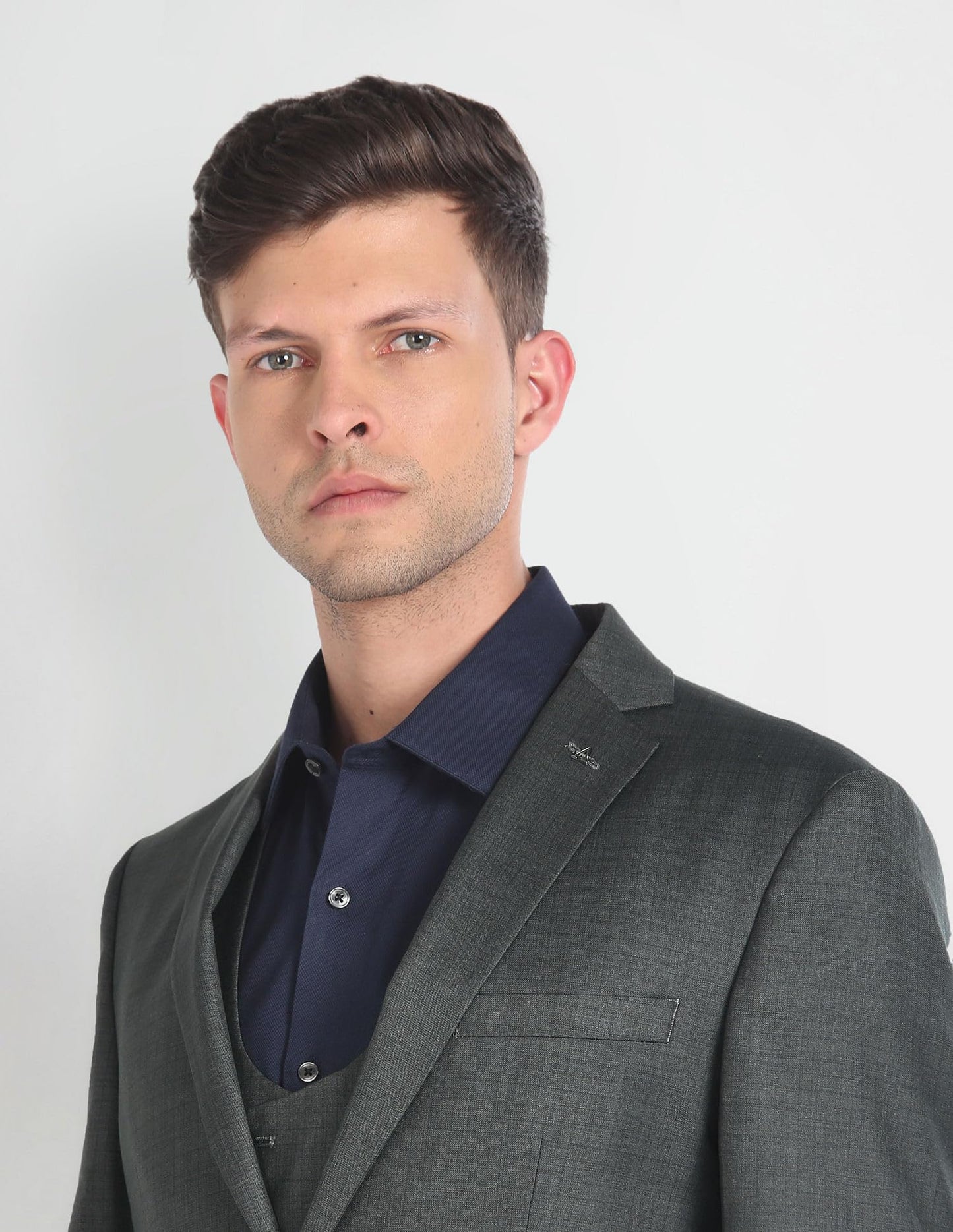 Arrow Men's Polyester Single Breasted Business Suit Pants Set (ARAGSU5516_Green