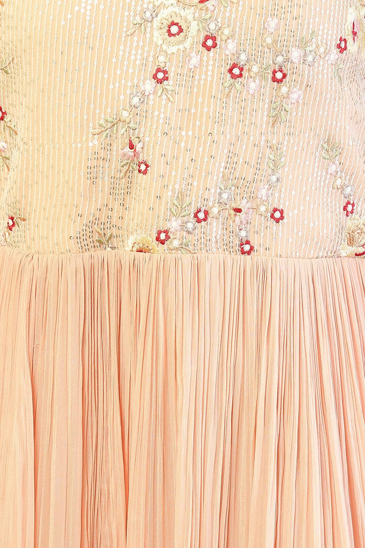 Soch Peach Georgette Gown With Embroidered Designs