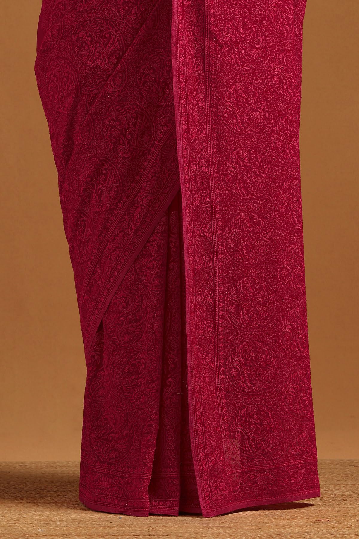 Soch Womens Fuchsia Georgette Botanical Saree With Stone Work