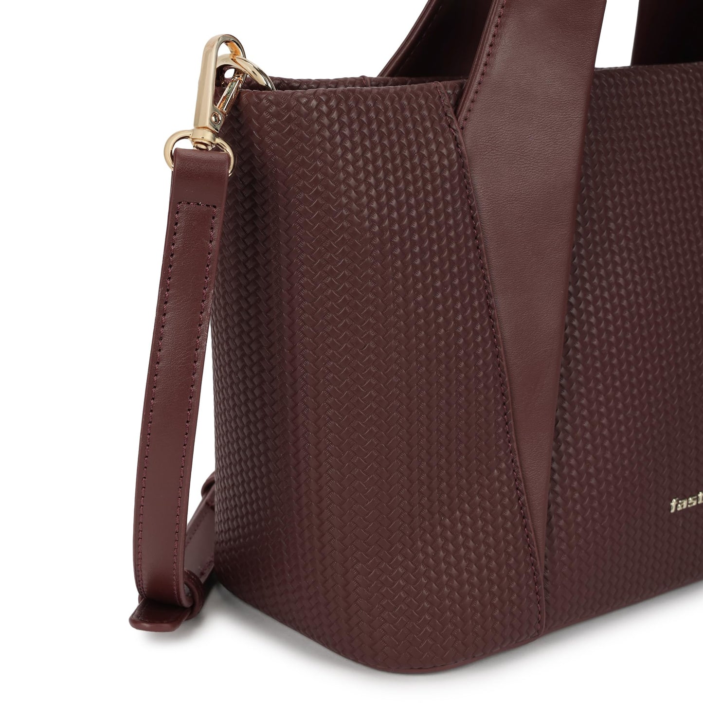 Mocha Plait Satchel | Faux-Leather Women's Handbag | Dual Carry with Braided Texture & Zipper Closure