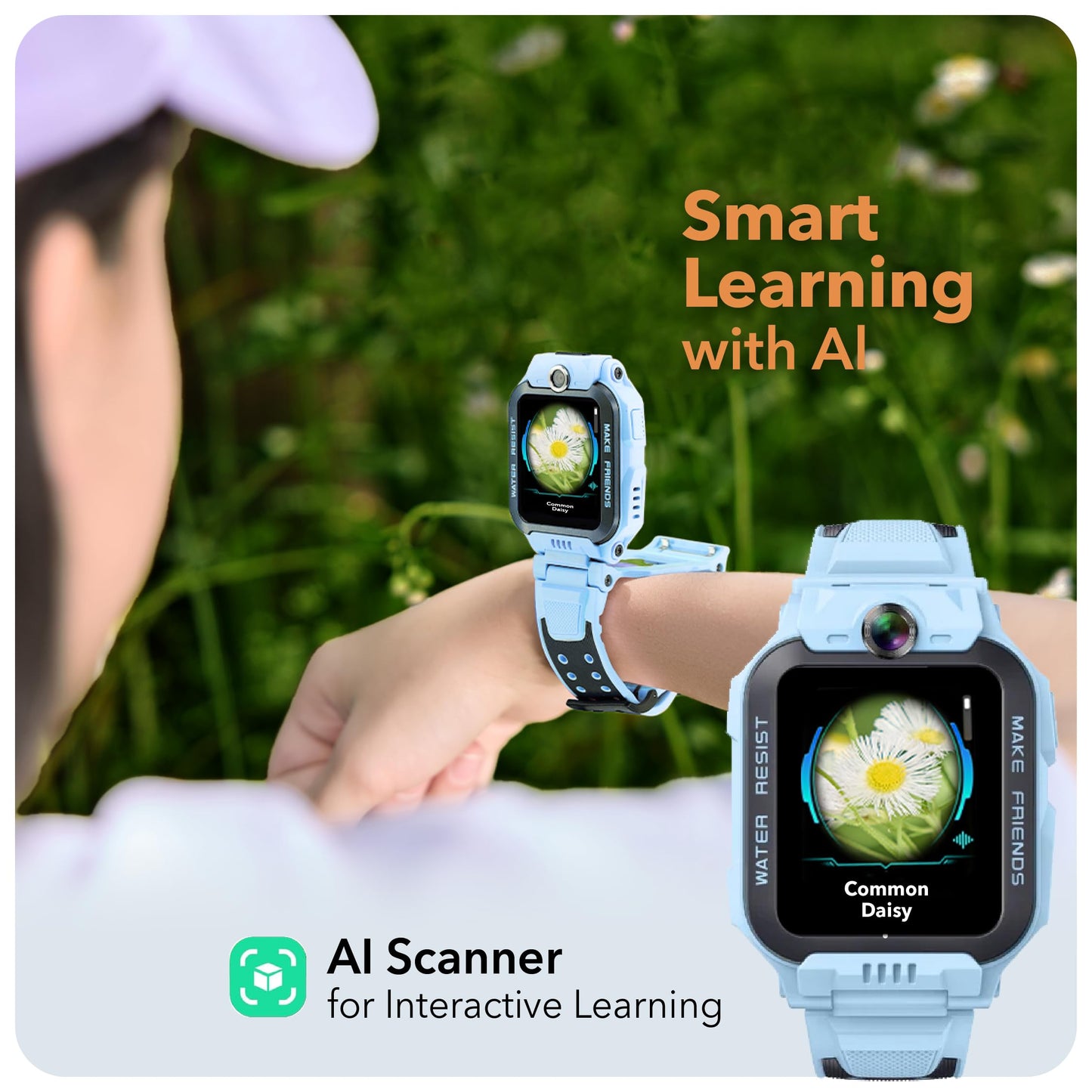 imoo Kids Watch Phone Z7 [4G Cellular + GPS + Health], 4G Smartwatch, HD Video & Voice Call, GPS Enabled with 14 Days Historical Track, Kids Emotion Detector, HeartRate, Body Temp., SPO2 (Blue)