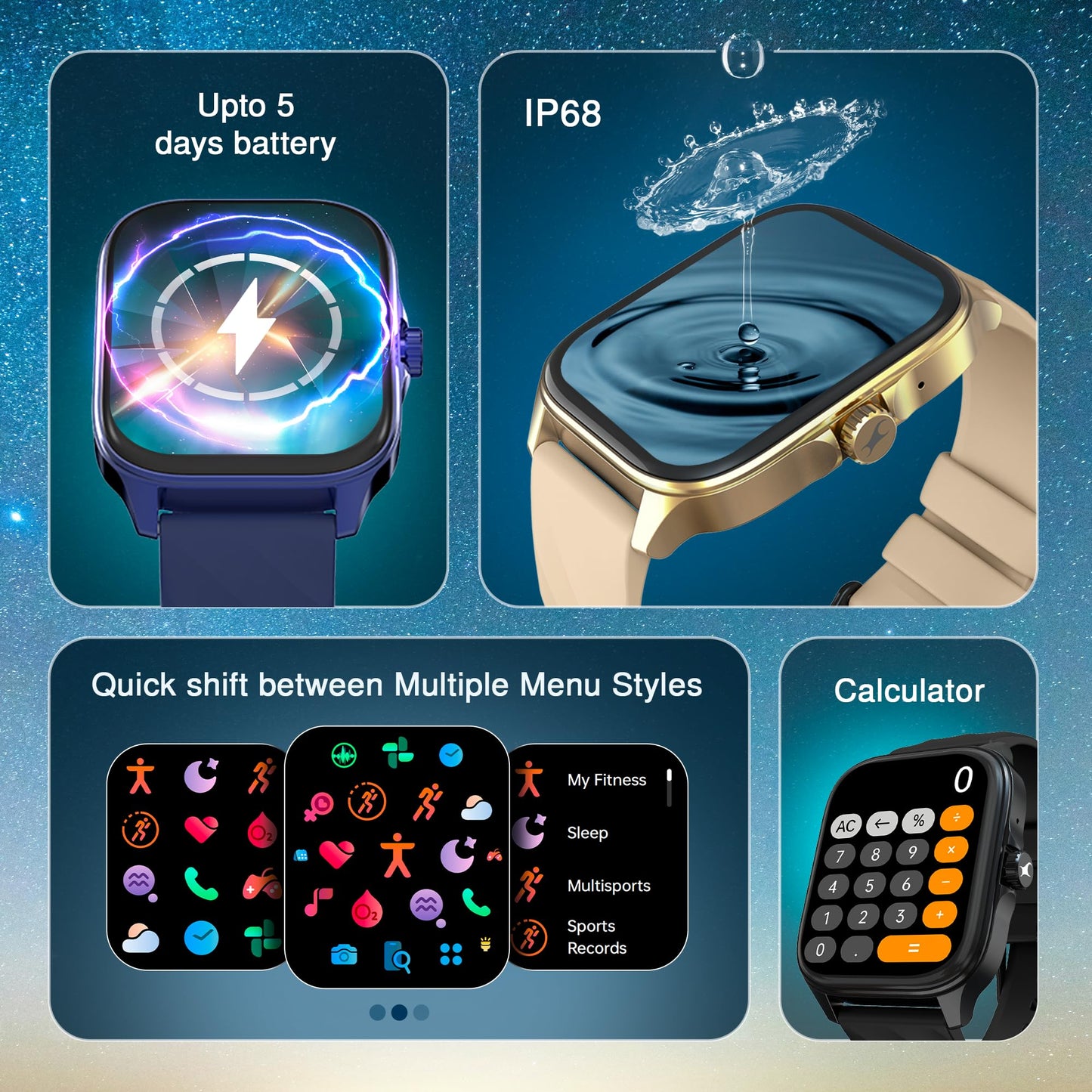 Fastrack Astor FS1 Pro Smart Watch, 1.97" AMOLED Display, Bluetooth Calling, 100+ Sports Modes, SpO2 & Heart Rate Monitoring, Women's Health, IP68, Up to 5 Days Battery, Functional Crown (Teal)