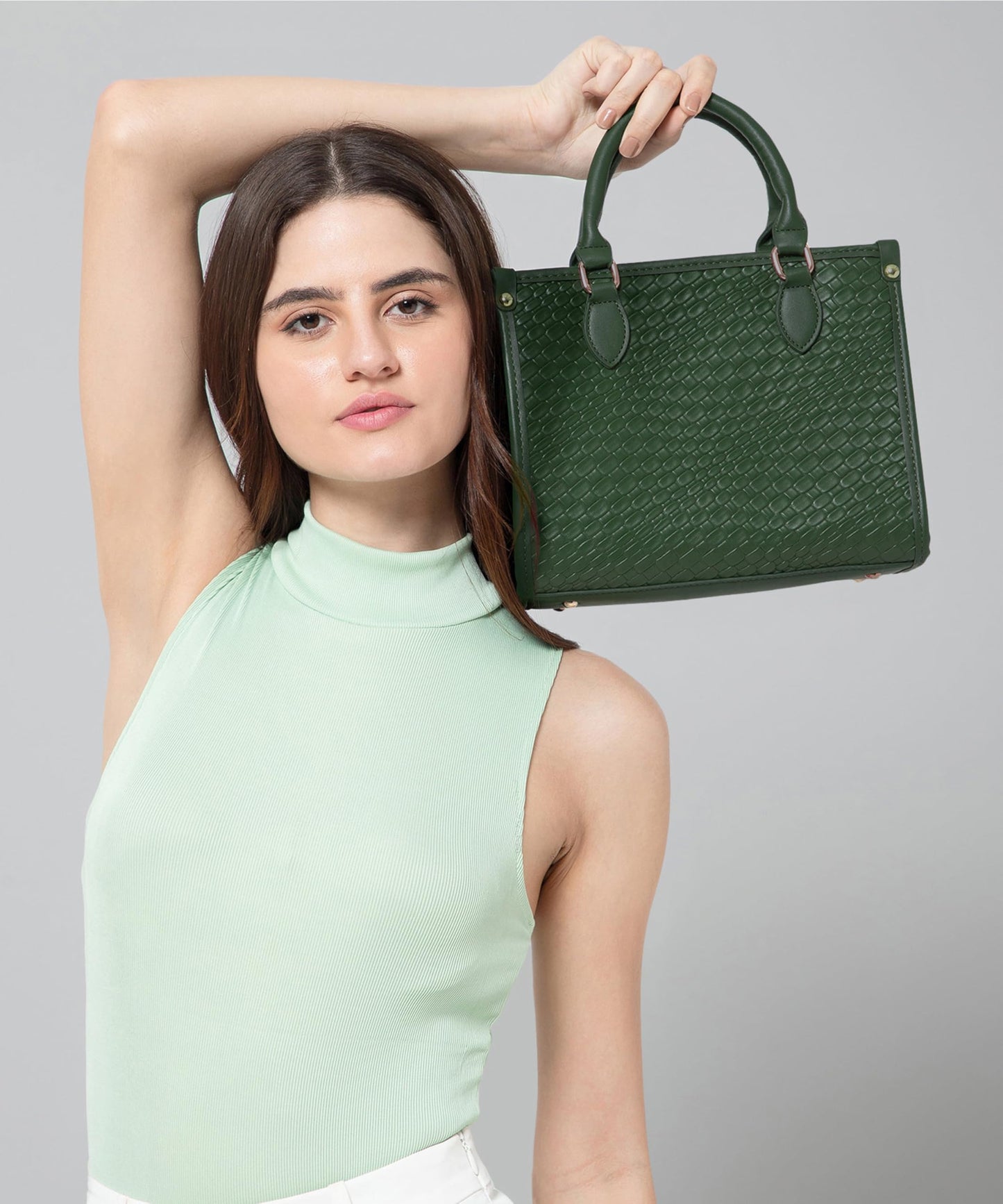 CUCKOOS LONDON Top Handle Bag For Woman Office Bags Handbags Big Size, Trendy Hand Bags for Women Stylish - Ladies Designer Crossbody Satchel Bag for Birthday, Anniversary Gift - ELVIA, Green