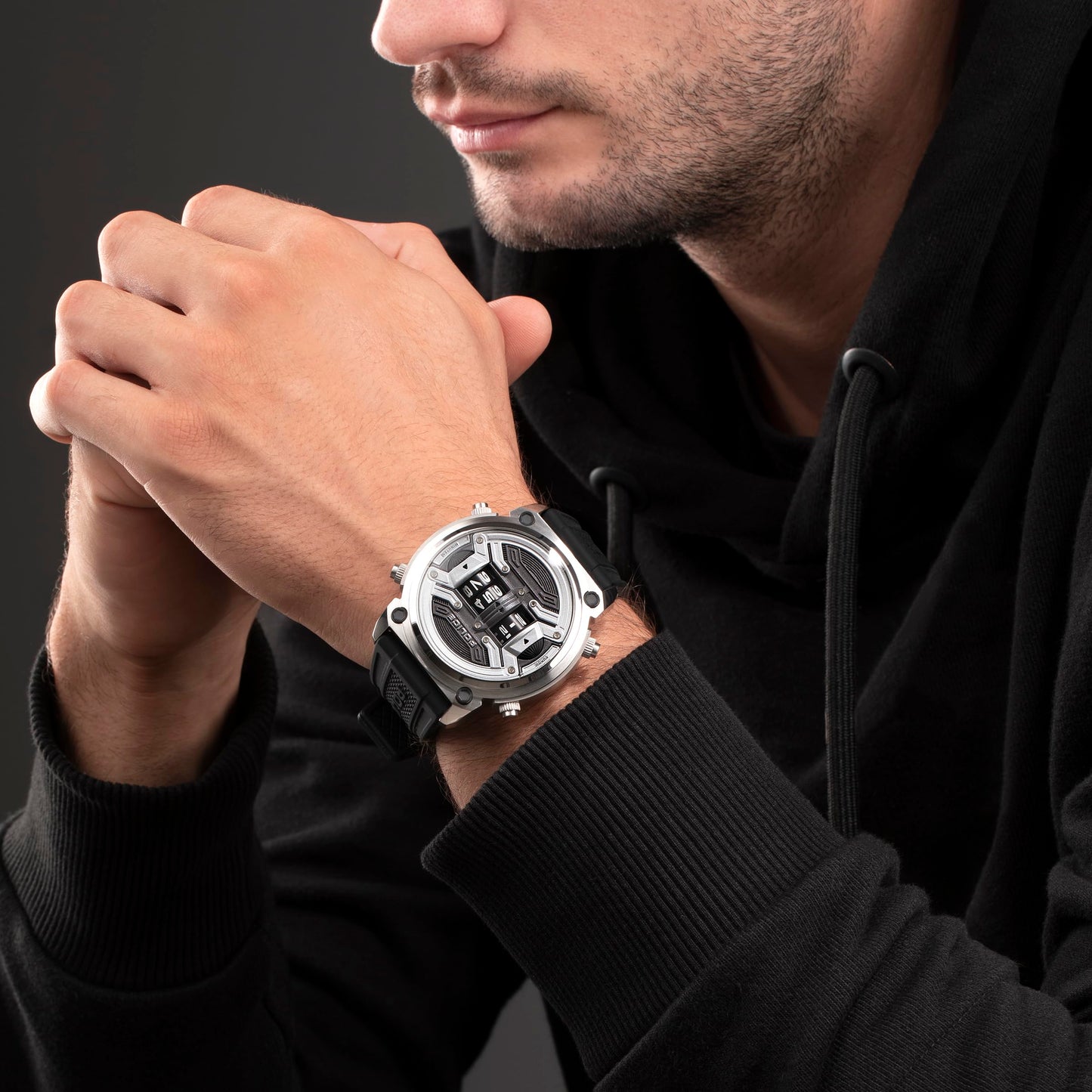 Police Quartz Multifunction Black DIAL Silicone Strap Watch for Men-PLPEWJP2228503W