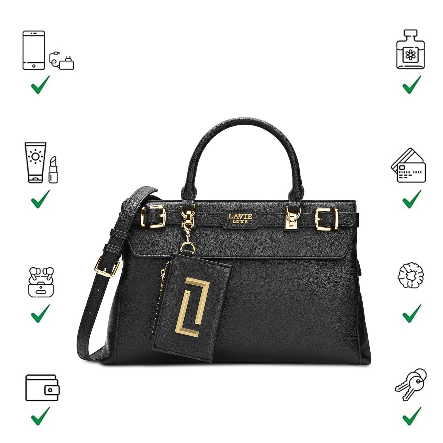 Lavie Luxe Women's Duo Cindy Horizontal Satchel Bag | Satchel Handbag For Work | Ladies Purse | Stylish Shoulder Bag | Gift For Women