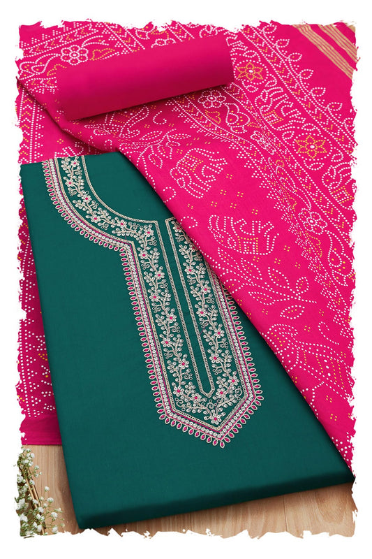 Soch Womens Blue Cotton Embroidered Unstitch Dress Material With Sequins