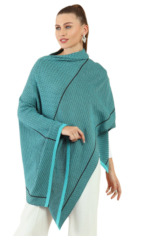 Soch Turquoise Blue Viscose Shrug with Woven Designs