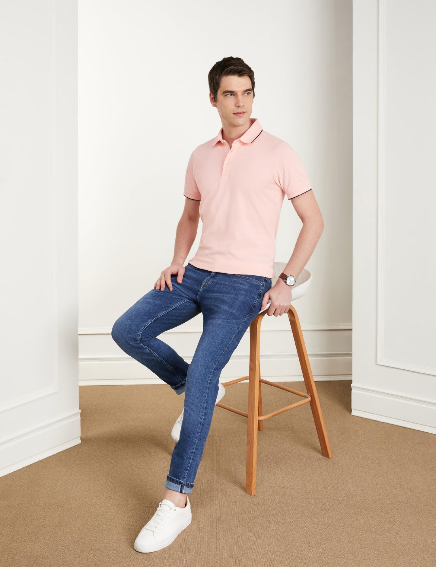 Symbol Premium Men's Slim Fit Selvedge Mid Rise Jeans (Cotton Stretch | Authentic & Crafted) (SP-S24-M-DNM-101_Mid-Indigo_30), Blue