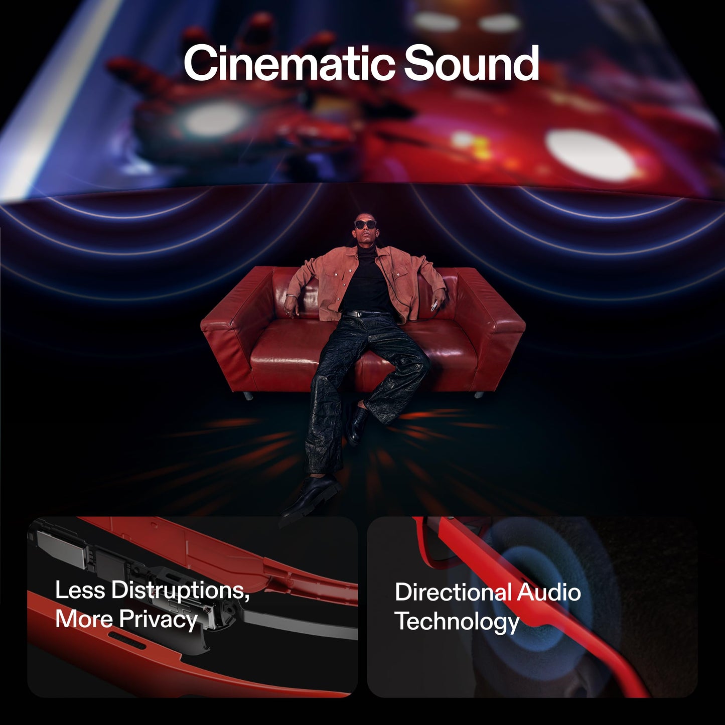 XREAL Air 2 Pro AR Glasses|46° Fov, 130" 120Hz HD Display, True Colors, Cinematic Sound, All-Day Comfort. Pairs Beam Pro. Compatible with iPhone 15, Steam Deck, ROG, Mac, PC, Android & iOS, Black