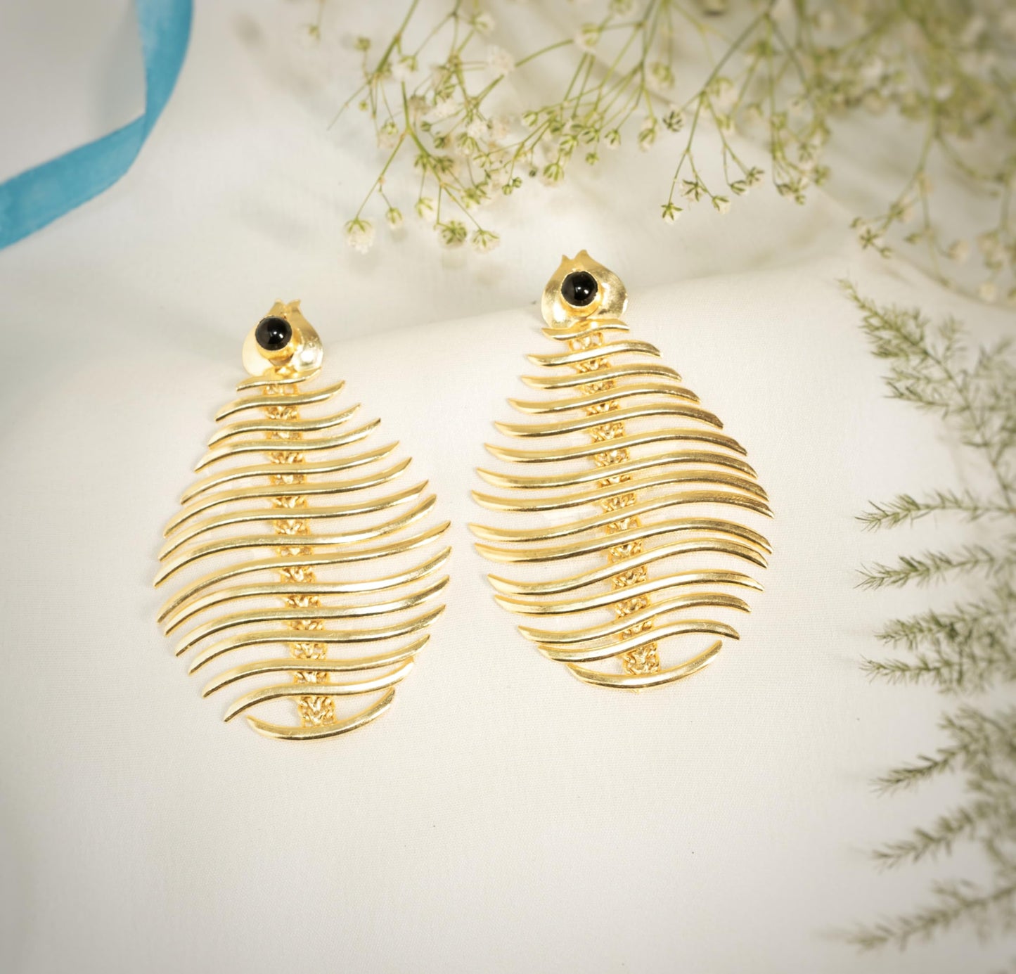 Jiaara Handcrafted Earrings For Women Brass Raw Stone Geometric Ear Rings For Girls