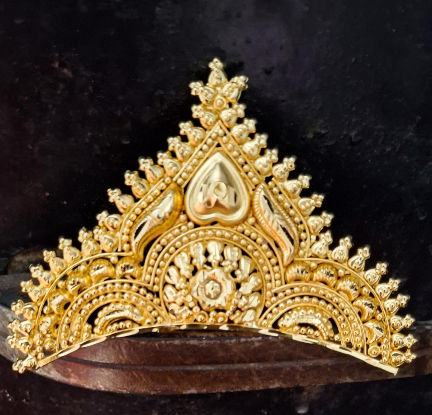 BengCraft Bengali Bridal Mukut Crown Golden Hair Accessories Wedding for Women Big Size Tiara Taj for God and Goddes Idols Krishna Laddu Gopal Durga Devi Maa