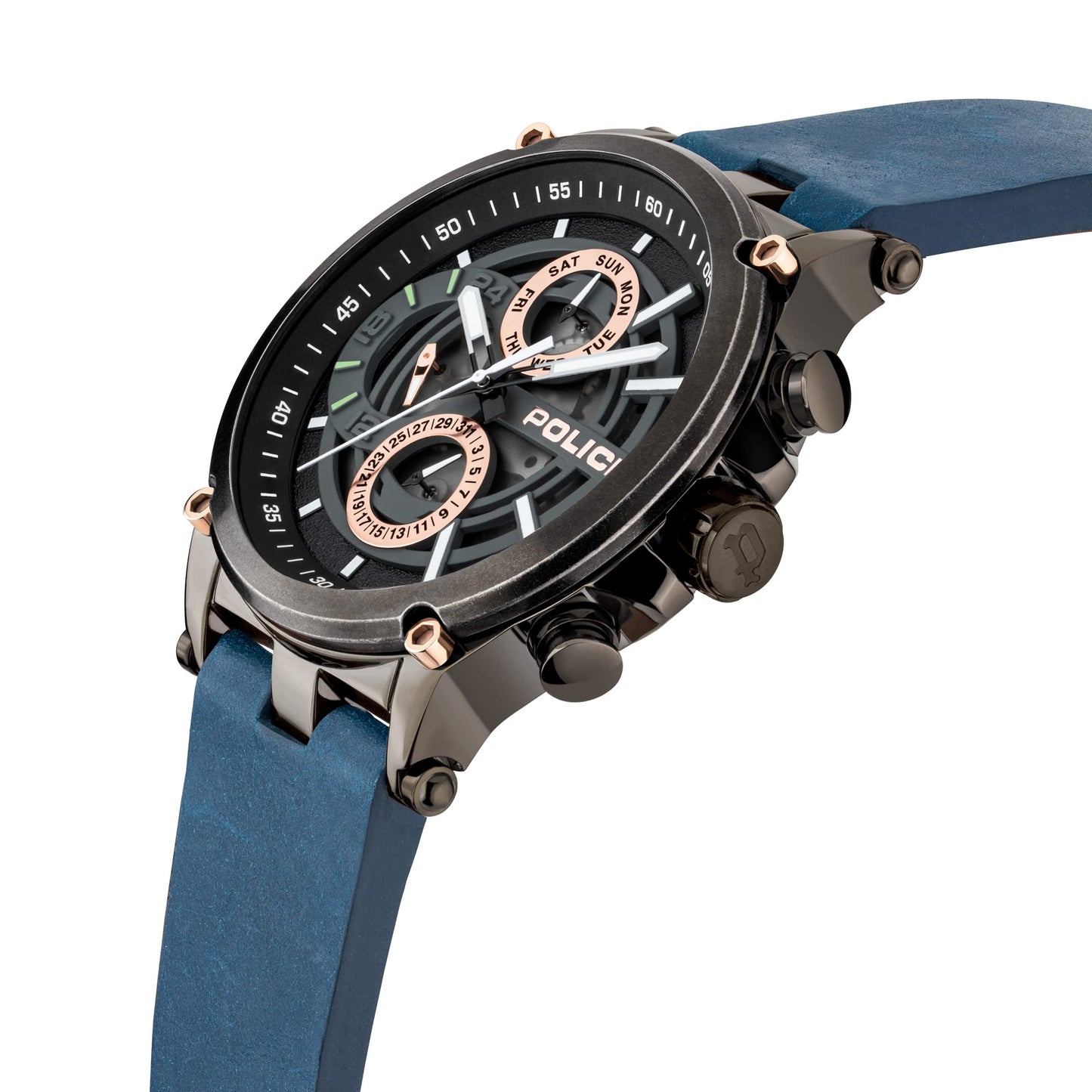 Police Quartz Multifunction Grey Dial Leather Strap Watch for Men-NEPLPEWJF2108602