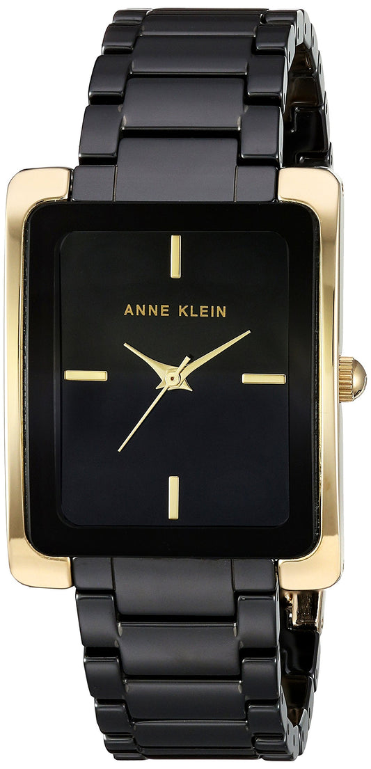 Anne Klein New York Analogue Gold-Tone and Black Dial Ceramic Women's Bracelet Watch