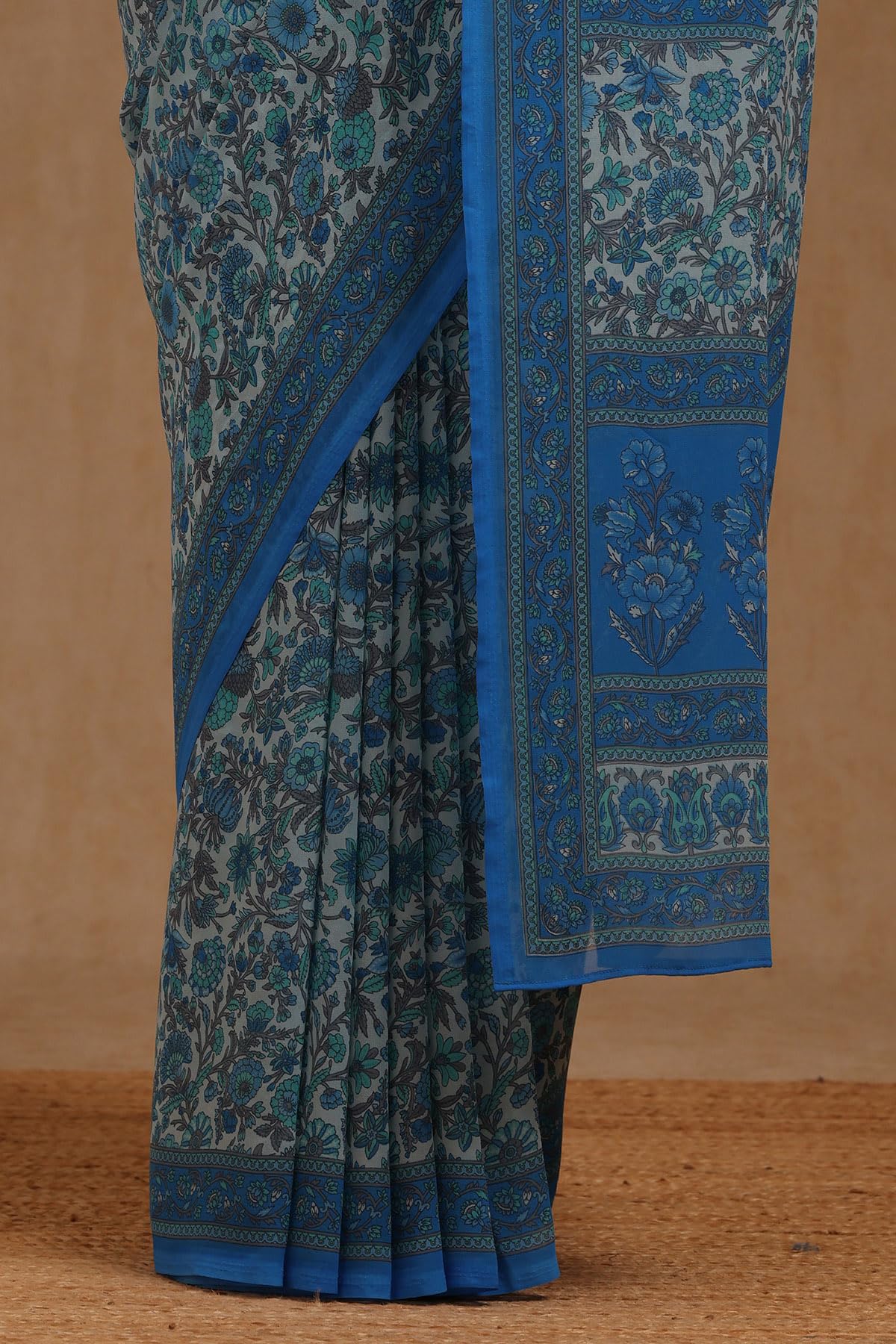 Soch Womens Blue Georgette Floral Print Saree