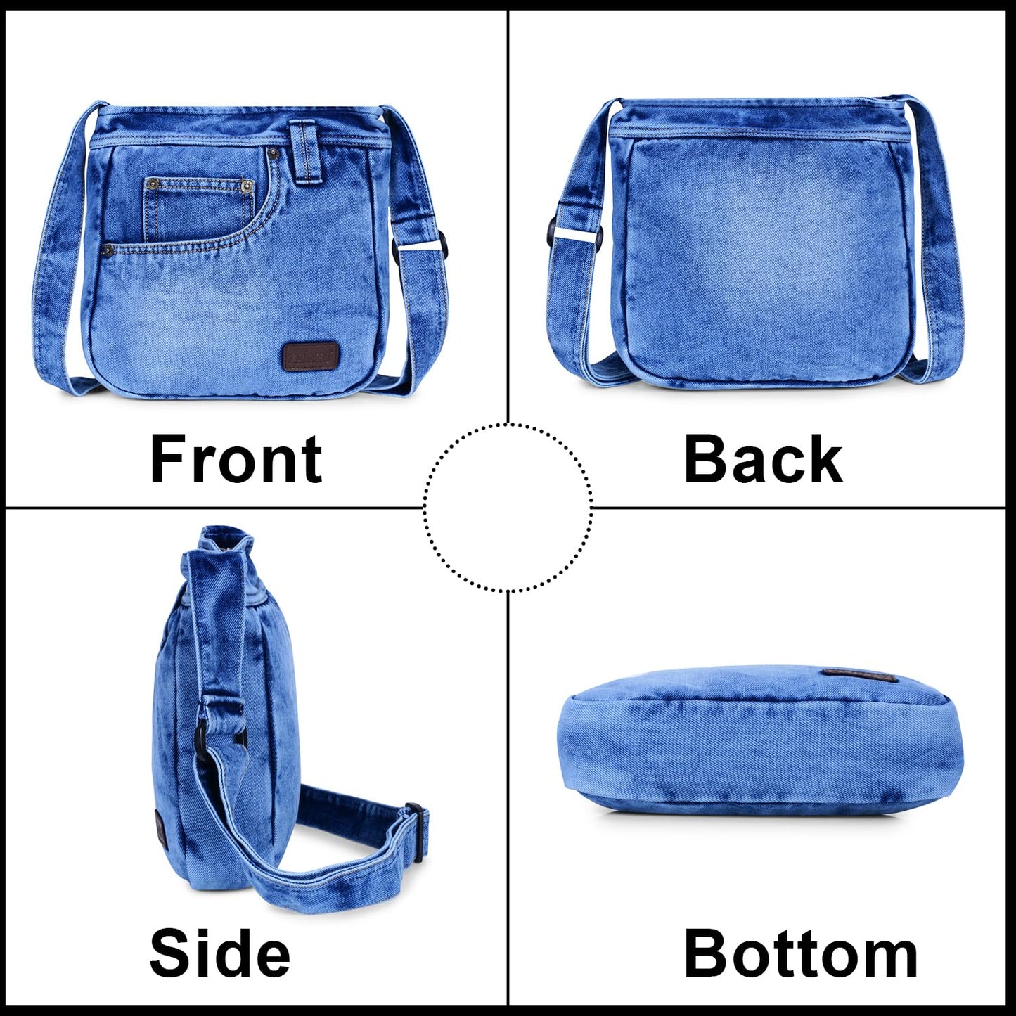 ZAINTO® Light Blue Denim Sling Bag for Women | Stylish Small Crossbody Shoulder Bag for Daily, Office & Casual Use | Eco-Friendly Premium Fabric | Casual Fashion Purse with Pocket Detailing
