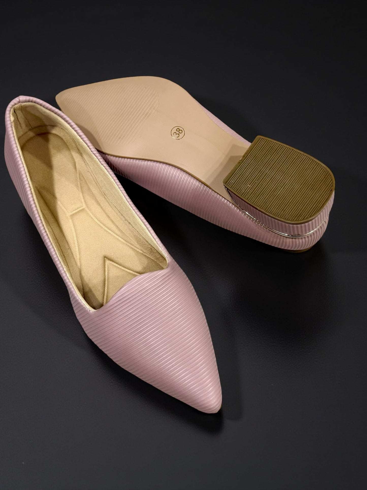 RJ FOOTWEAR Women's Pointed Toe Belly with Golden Block Heel | Party & Office Wear Slip-On Shoes