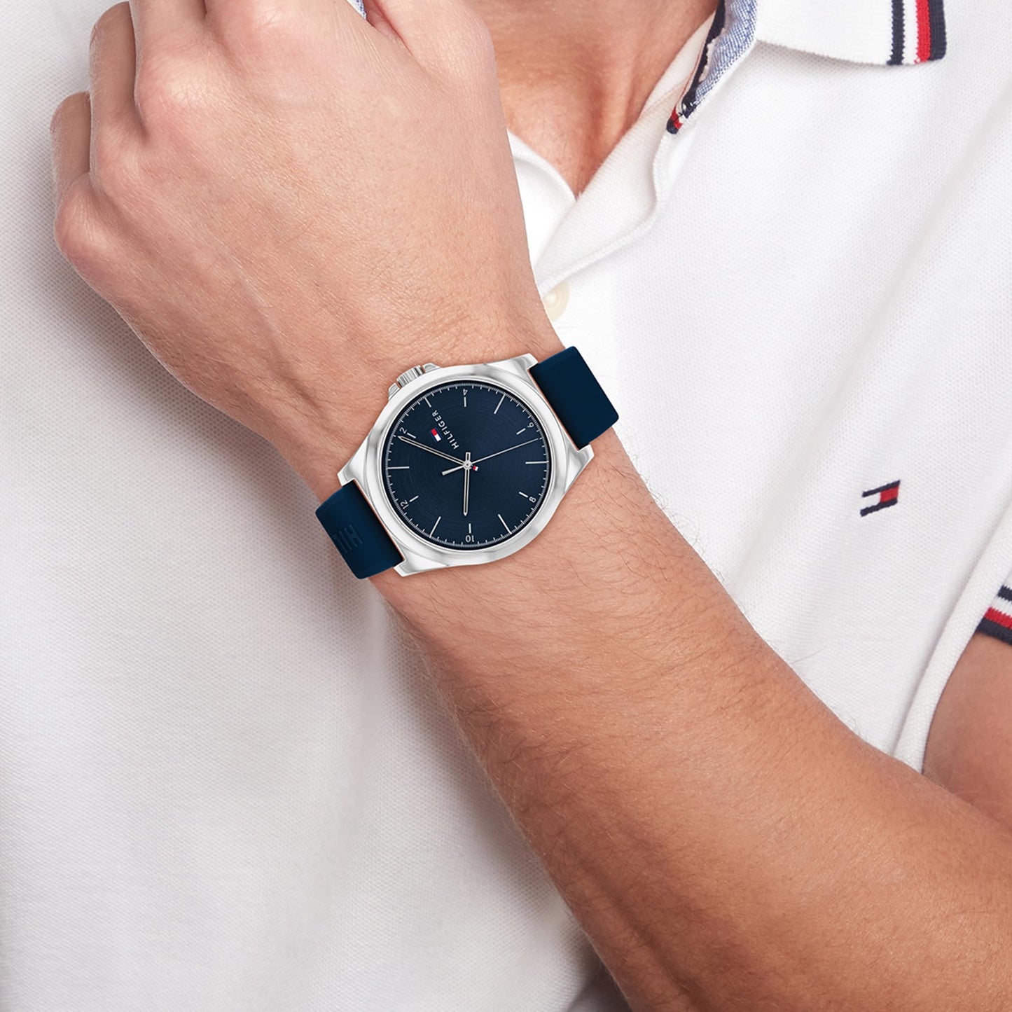 Tommy Hilfiger Quartz Blue Dial Silicone Strap Watch for Women