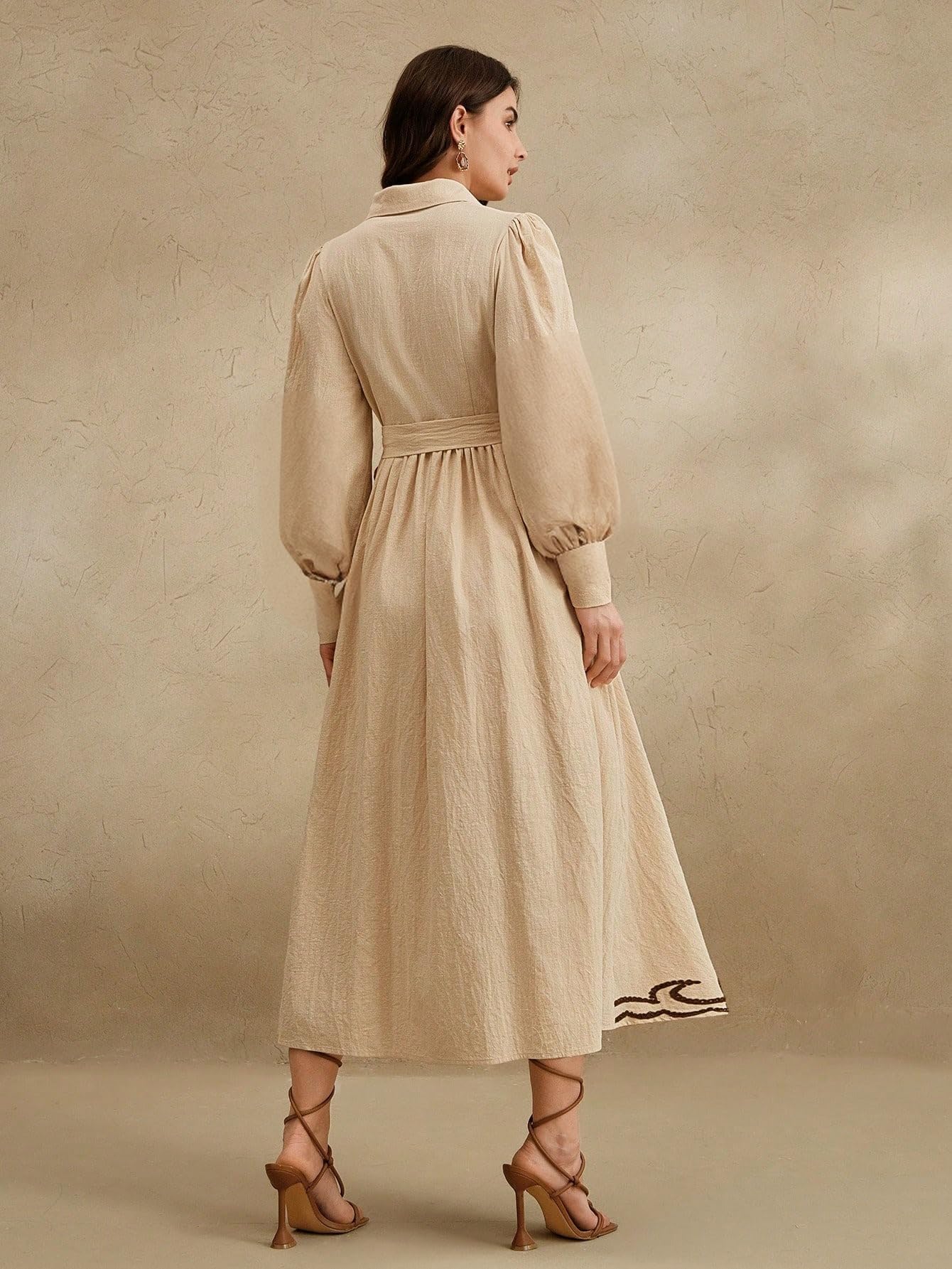 SMOWKLY Cotton Blend Women's Casual Embroided Dress Mid-Length Maxi Dress for Woman ||Stylish Frocks for Women ||One Piece Dress for Women || Long Midi Dress for Woman || Party & Beach Wear Cream