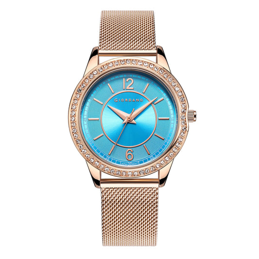 Giordano Analog Stylish Watch for Women Water Resistant Fashion Watch Round Shape with 3 Hand Mechanism Wrist Watch for Girls & Ladies to Compliment Your Look/Ideal Gift for Female - GZ-60054