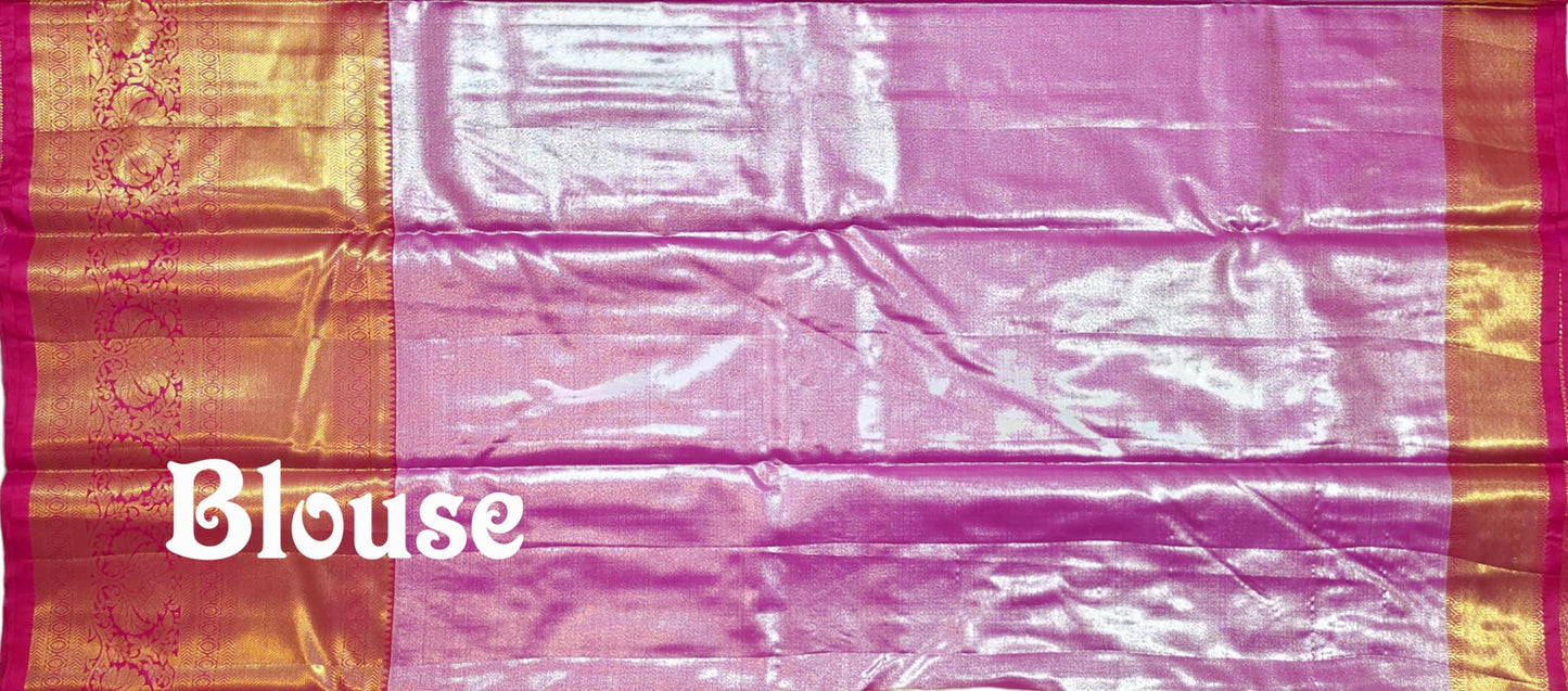 VFCollections Women's Kanchipuram Silk Pure Pattu Sarees With Blouse (VFC214-3)