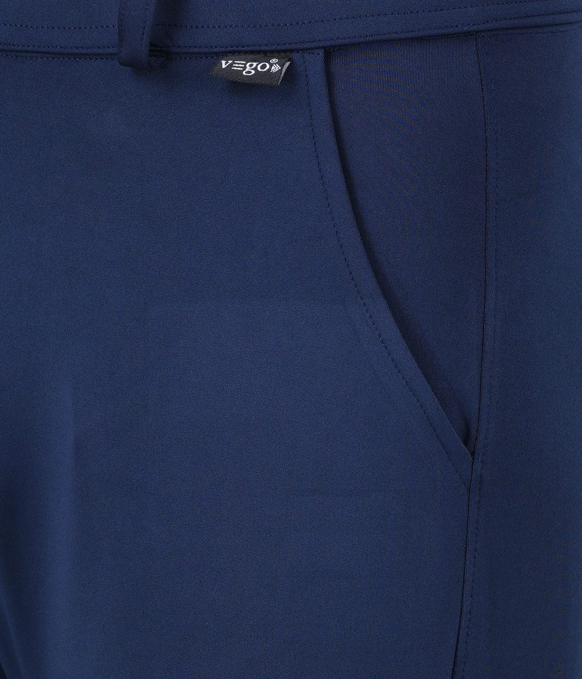 VEGO Mens 4 Way Lycra Strechable Slim Fit Formal Trousers & Pant Navy Blue